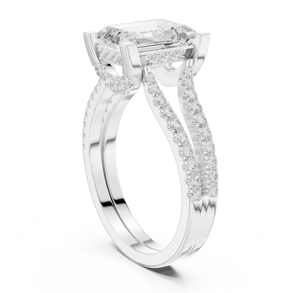 1.50 ct Roseate Embrace Ring 1.5ct White Gold Emerald