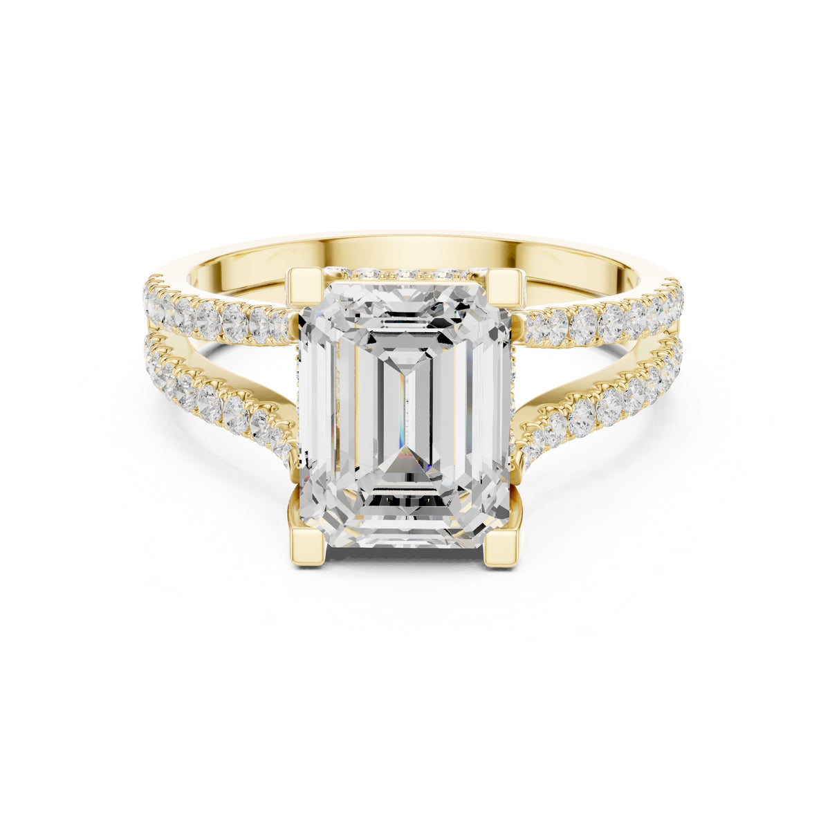 1.50 ct Roseate Embrace Ring 1.5ct Yellow Gold Emerald