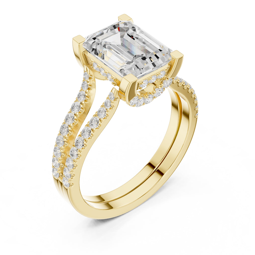 1.50 ct Roseate Embrace Ring 1.5ct Yellow Gold Emerald