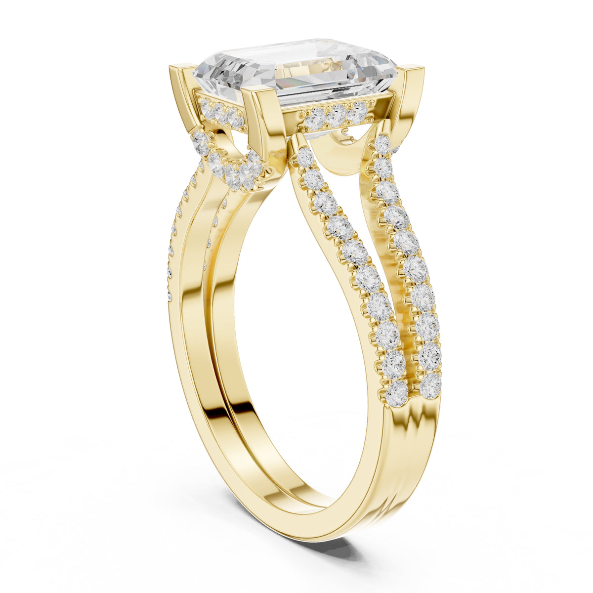1.50 ct Roseate Embrace Ring 1.5ct Yellow Gold Emerald