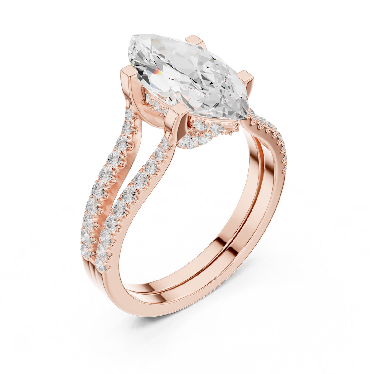 1.50 ct Roseate Embrace Ring 1.5ct Rose Gold Marquise
