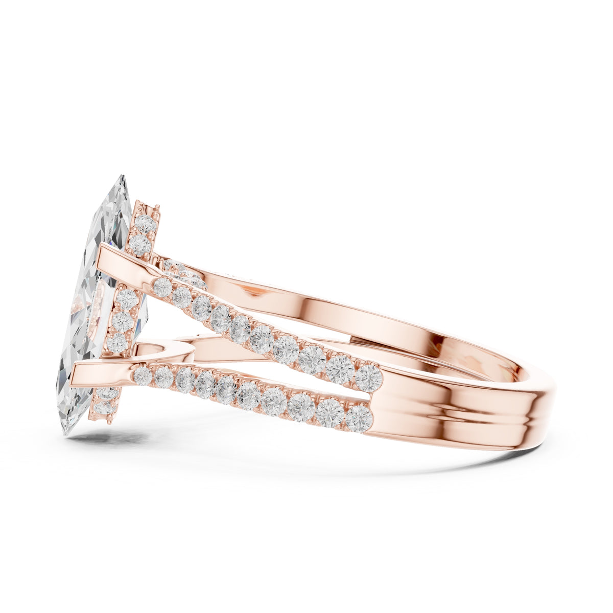 1.50 ct Roseate Embrace Ring 1.5ct Rose Gold Marquise