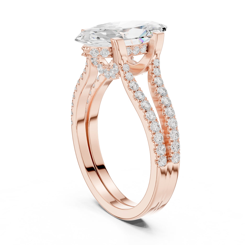 1.50 ct Roseate Embrace Ring 1.5ct Rose Gold Marquise