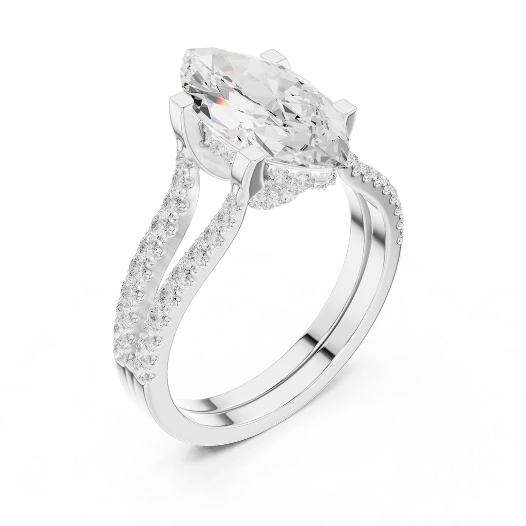 1.50 ct Roseate Embrace Ring 1.5ct White Gold Marquise