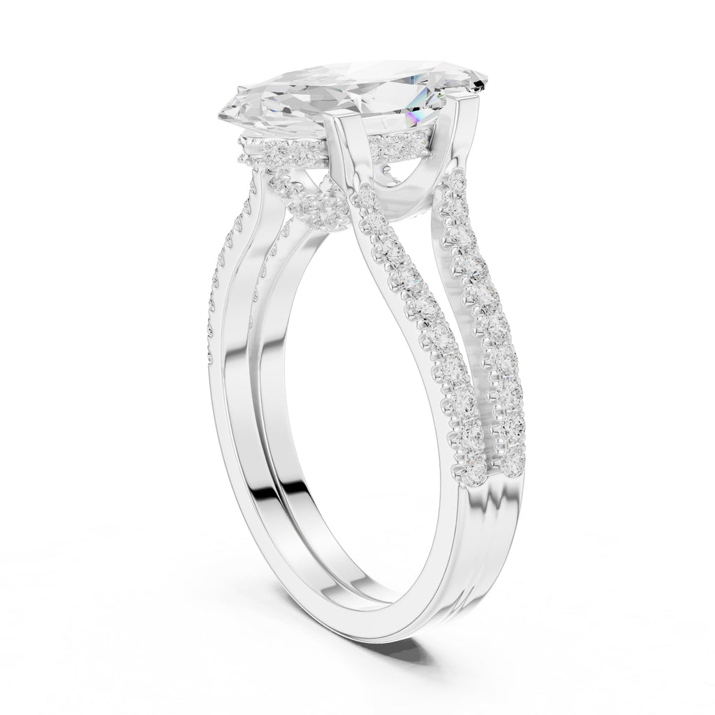 1.50 ct Roseate Embrace Ring 1.5ct White Gold Marquise