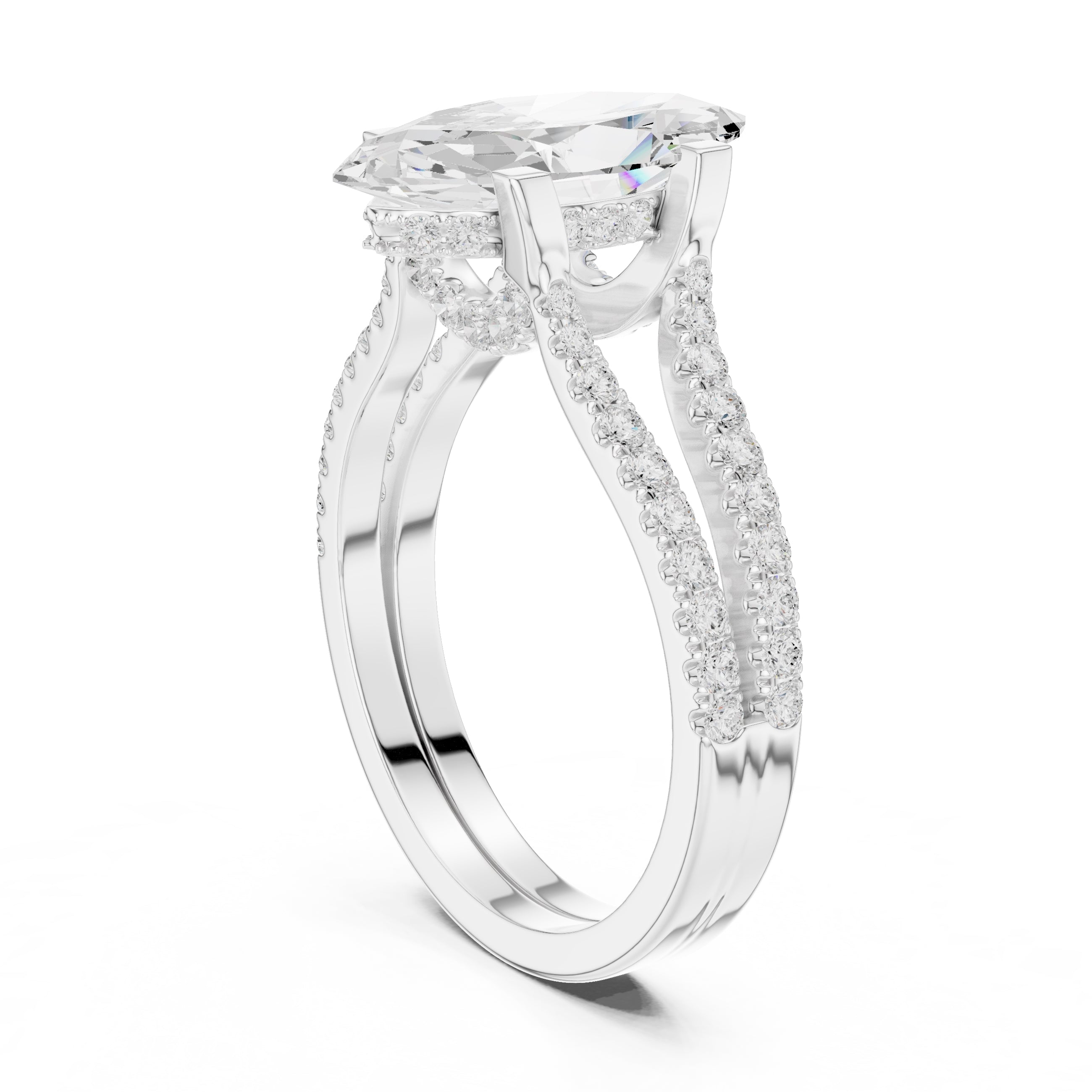 1.50 ct Roseate Embrace Ring 1.5ct White Gold Marquise