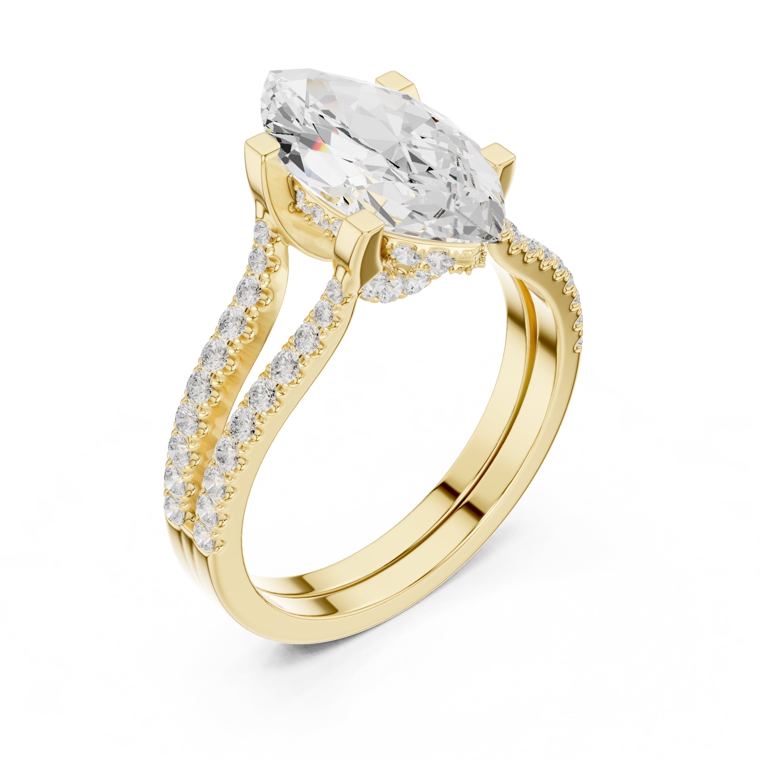 1.50 ct Roseate Embrace Ring 1.5ct Yellow Gold Marquise