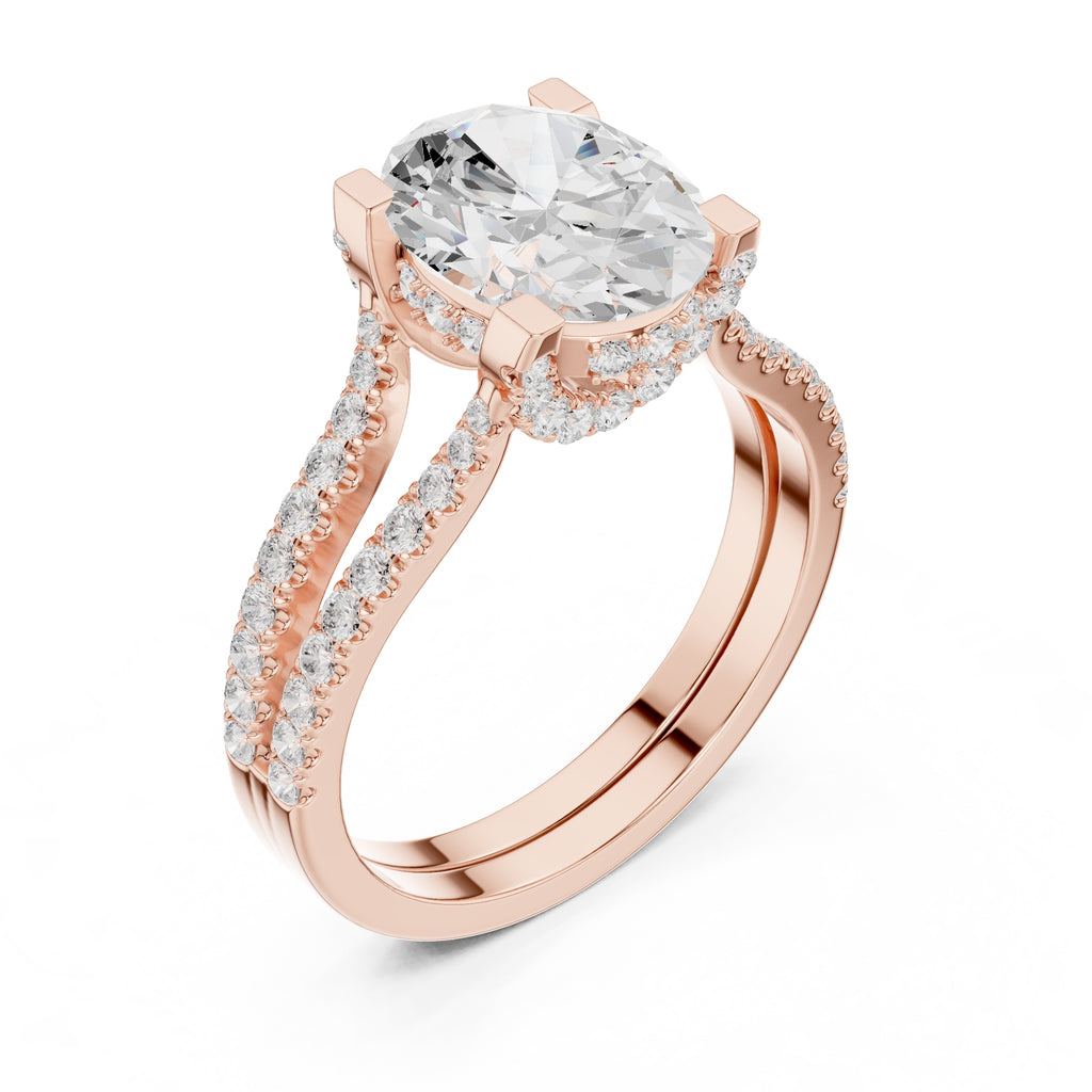 1.50 ct Roseate Embrace Ring 1.5ct Rose Gold Oval