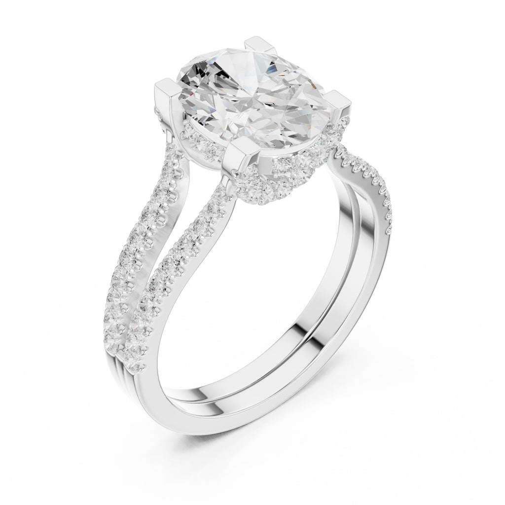 1.50 ct Roseate Embrace Ring 1.5ct White Gold Oval