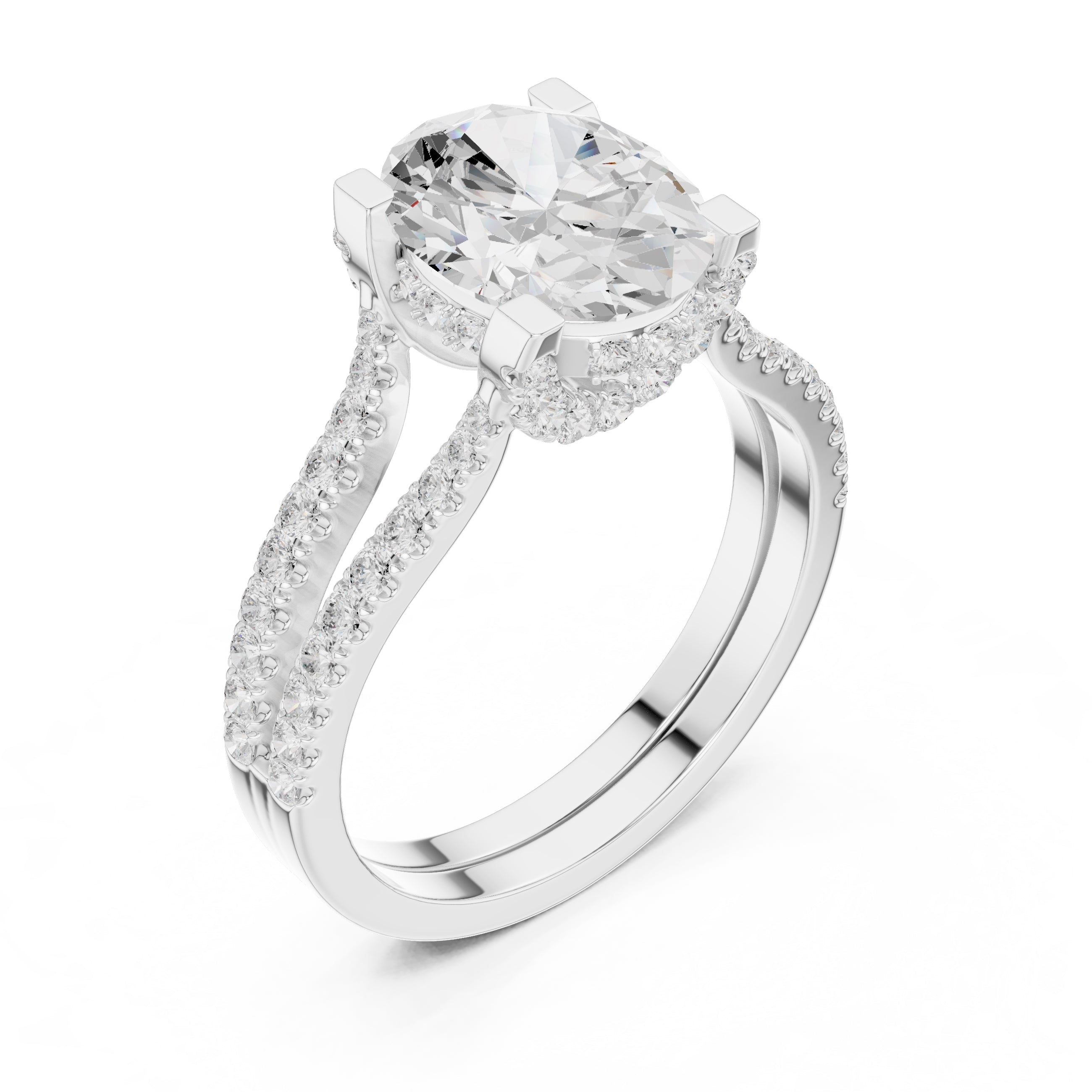 1.50 ct Roseate Embrace Ring 1.5ct White Gold Oval