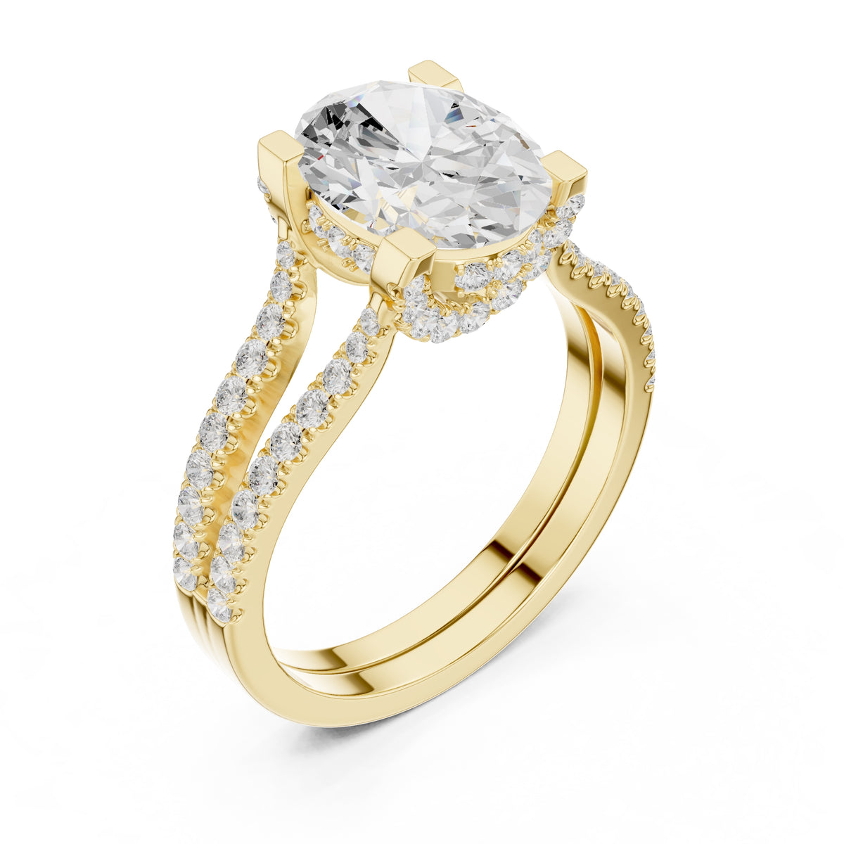 1.50 ct Roseate Embrace Ring 1.5ct Yellow Gold Oval