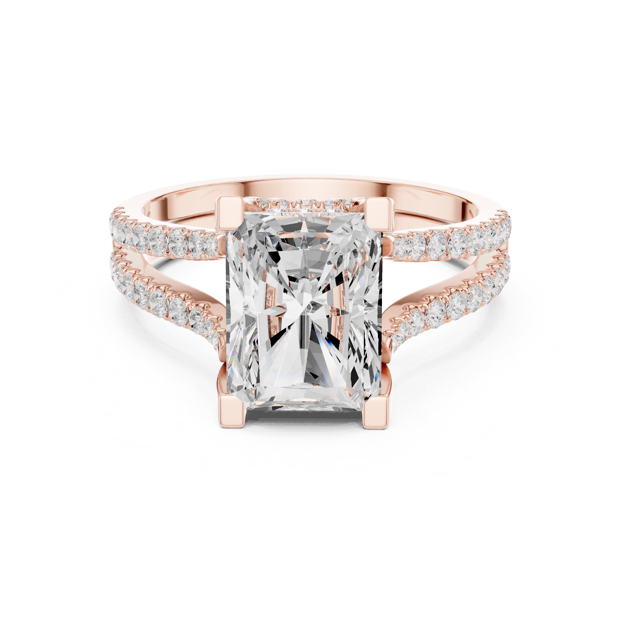 1.50 ct Roseate Embrace Ring 1.5ct Rose Gold Radiant