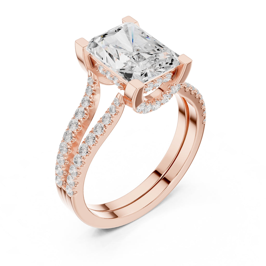 1.50 ct Roseate Embrace Ring 1.5ct Rose Gold Radiant