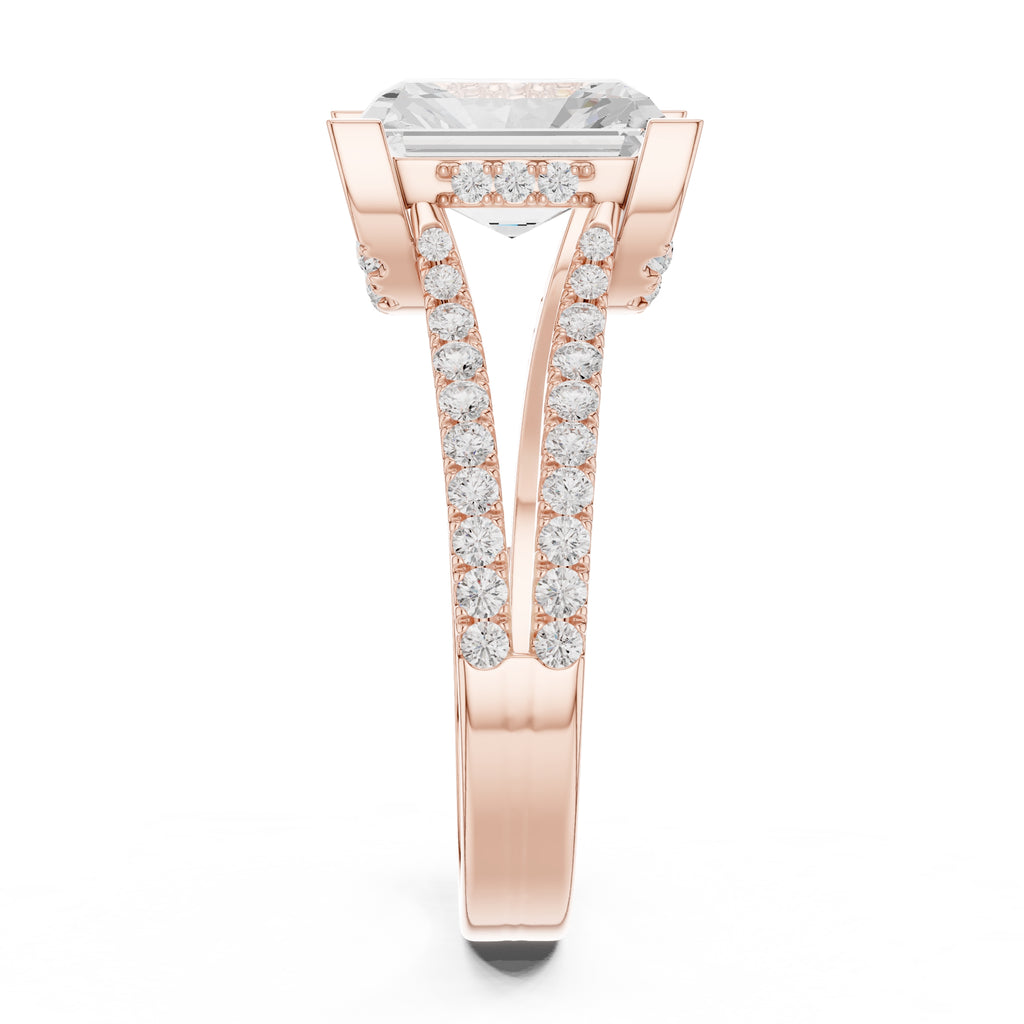 1.50 ct Roseate Embrace Ring 1.5ct Rose Gold Radiant