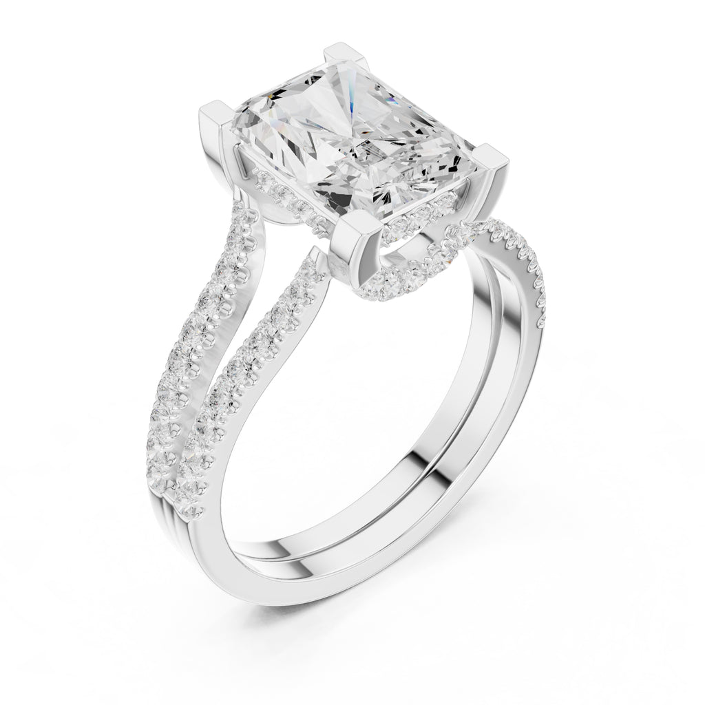 1.50 ct Roseate Embrace Ring 1.5ct White Gold Radiant