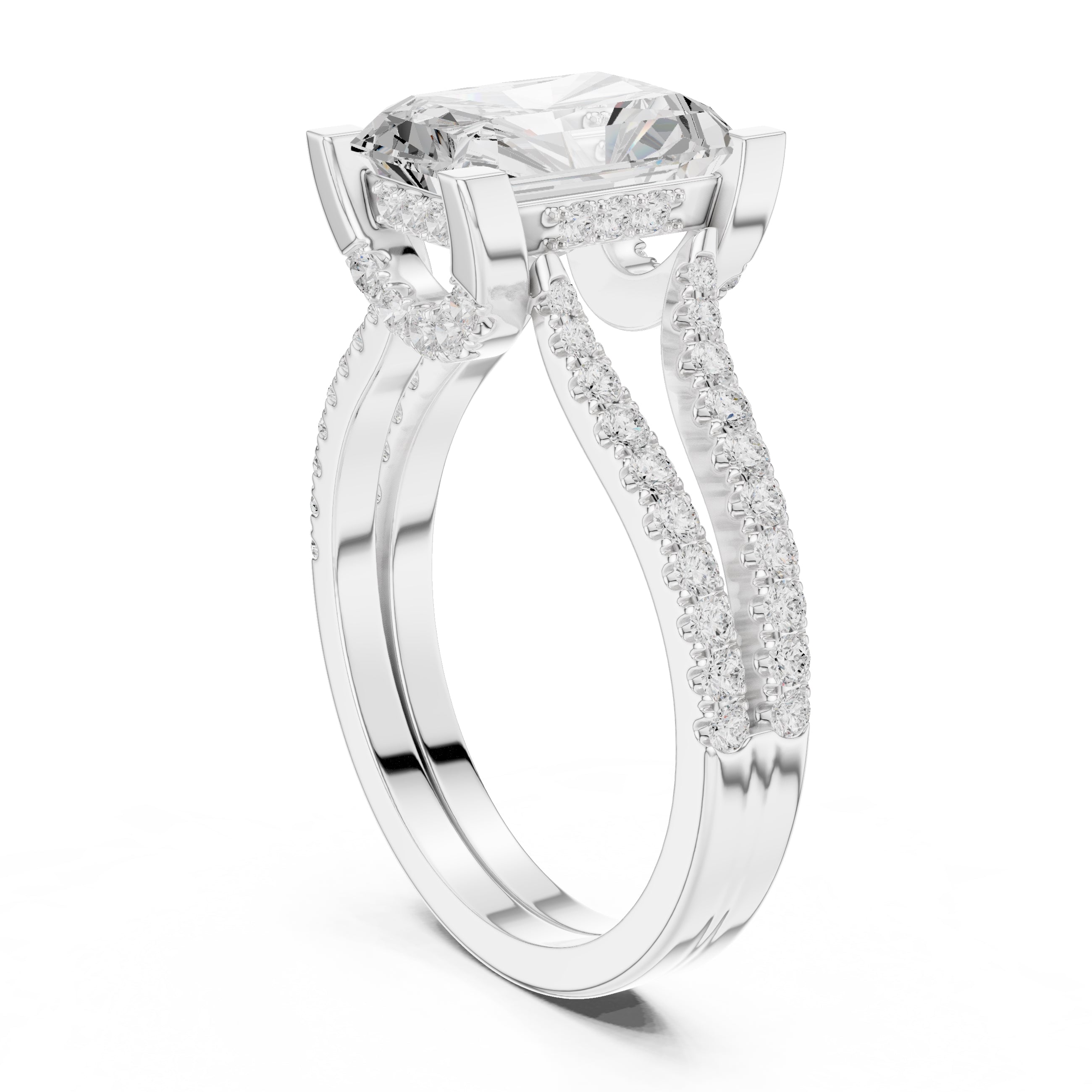 1.50 ct Roseate Embrace Ring 1.5ct White Gold Radiant