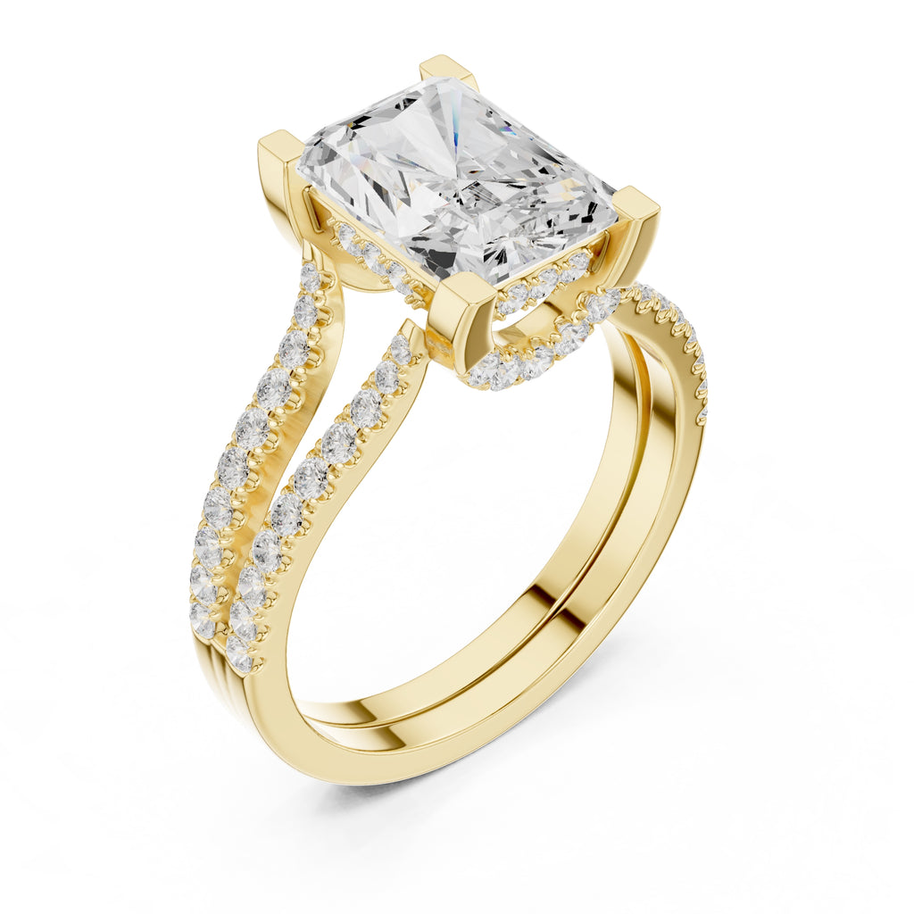 1.50 ct Roseate Embrace Ring 1.5ct Yellow Gold Radiant