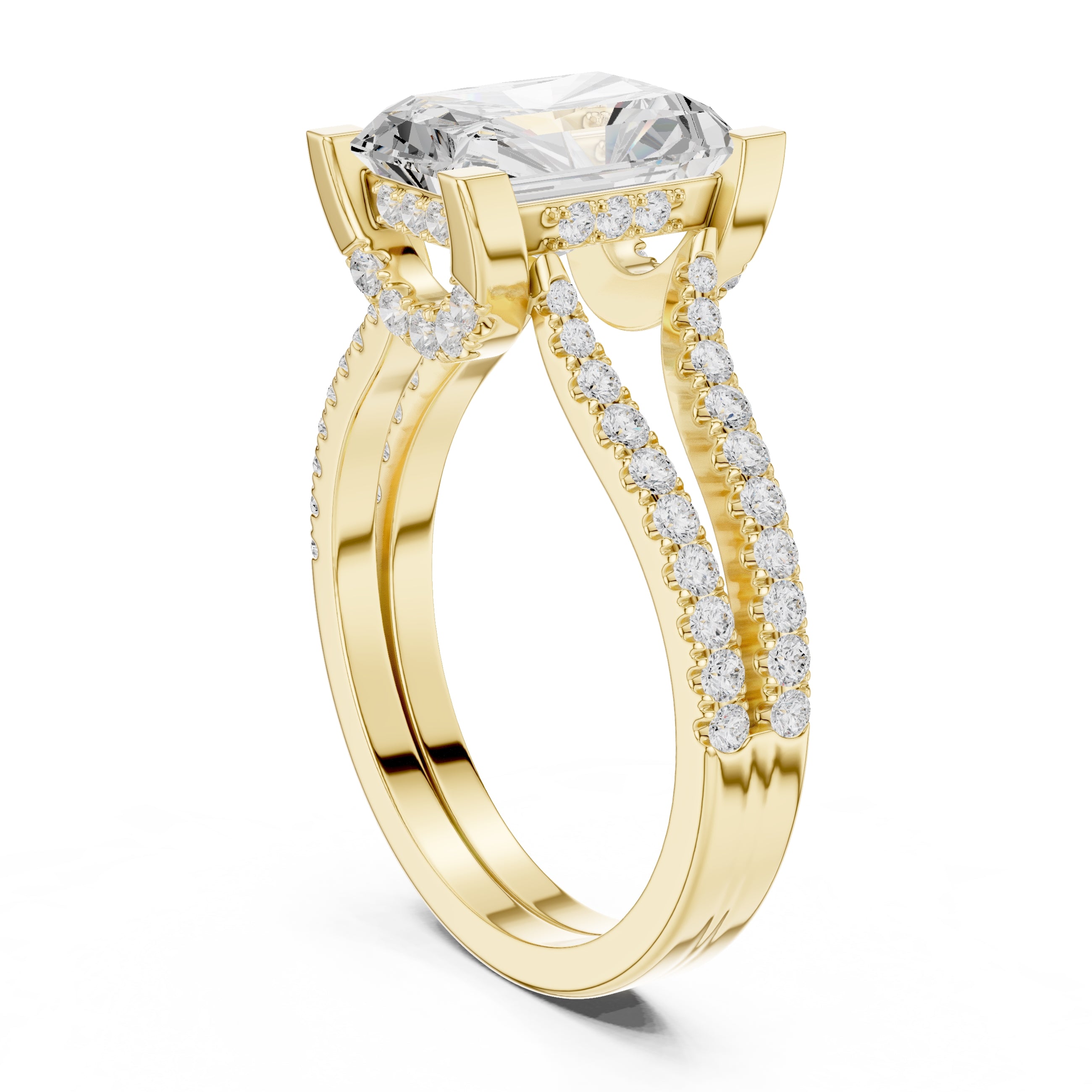 1.50 ct Roseate Embrace Ring 1.5ct Yellow Gold Radiant