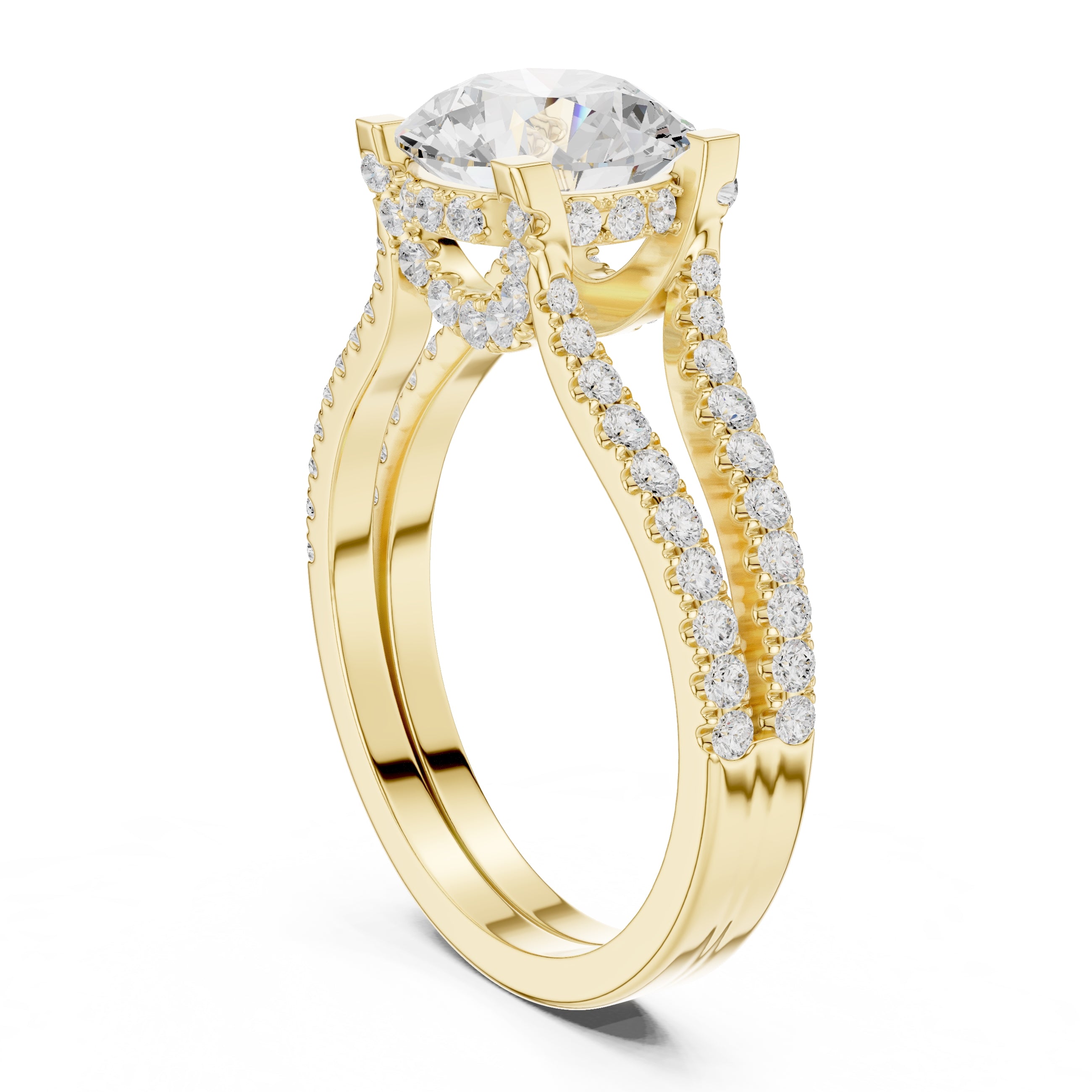 1.50 ct Roseate Embrace Ring 1.5ct Yellow Gold Round