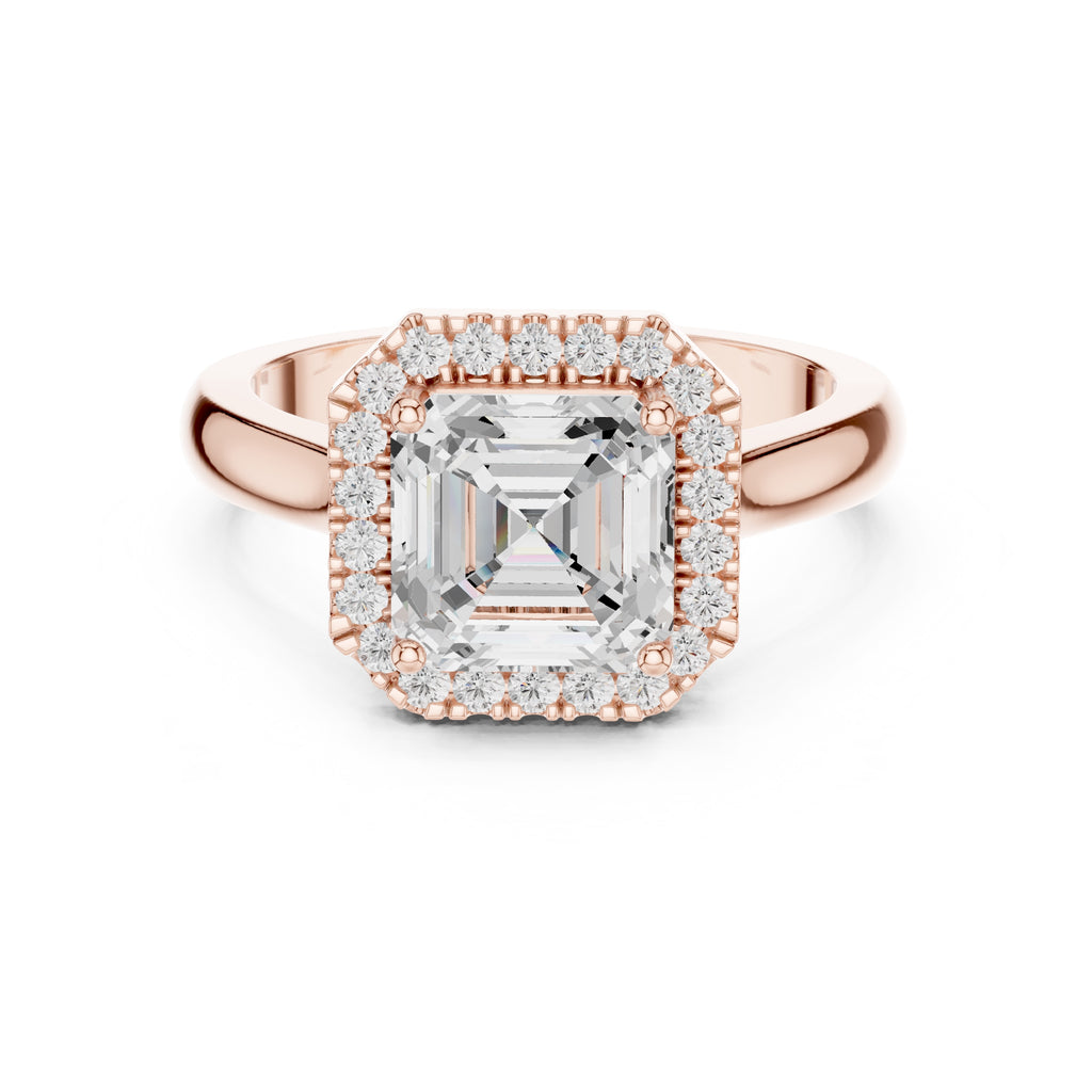 2.00 ct Lumina Halo Ring 2ct Rose Gold Asscher