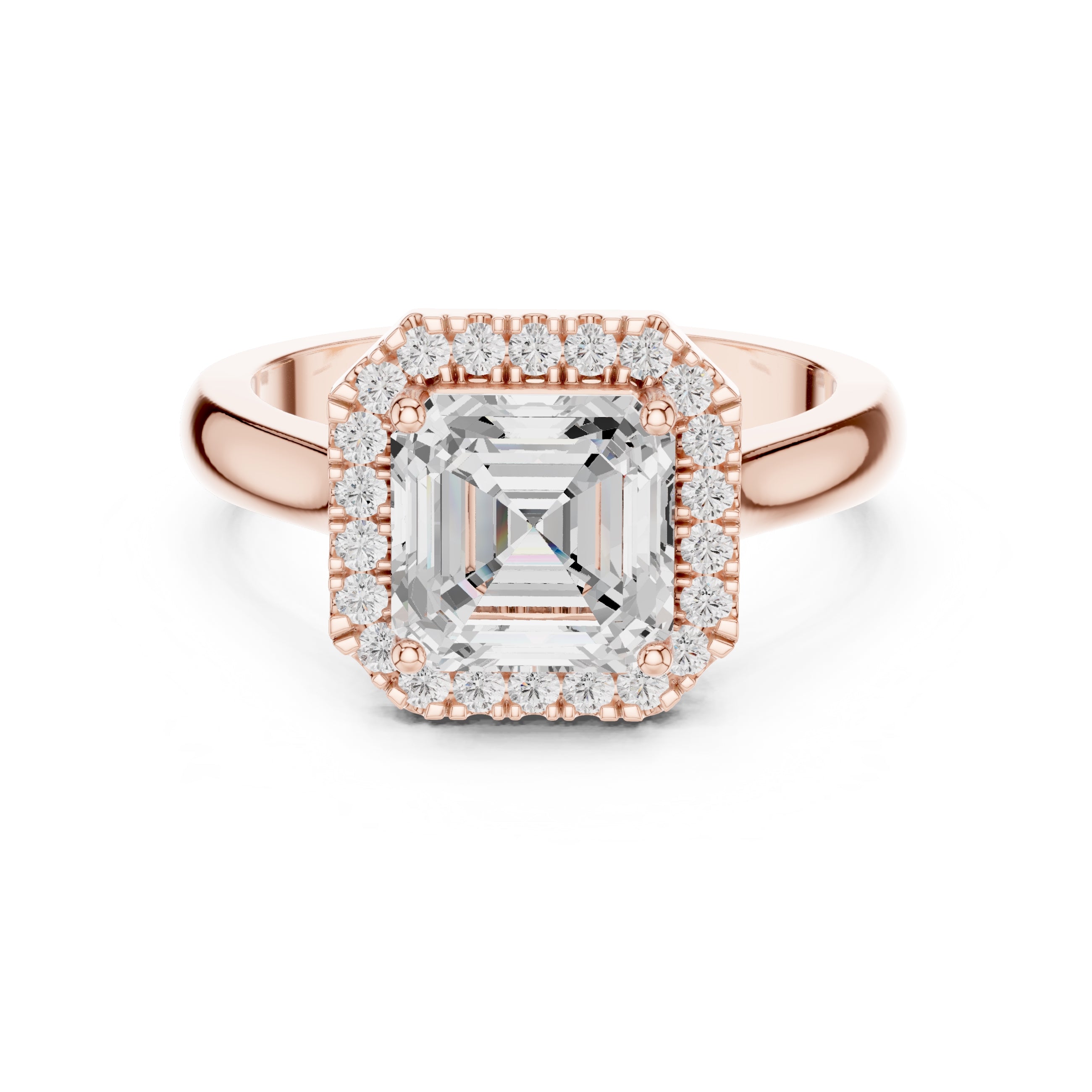 2.00 ct Lumina Halo Ring 2ct Rose Gold Asscher