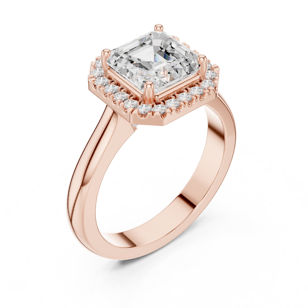 2.00 ct Lumina Halo Ring 2ct Rose Gold Asscher