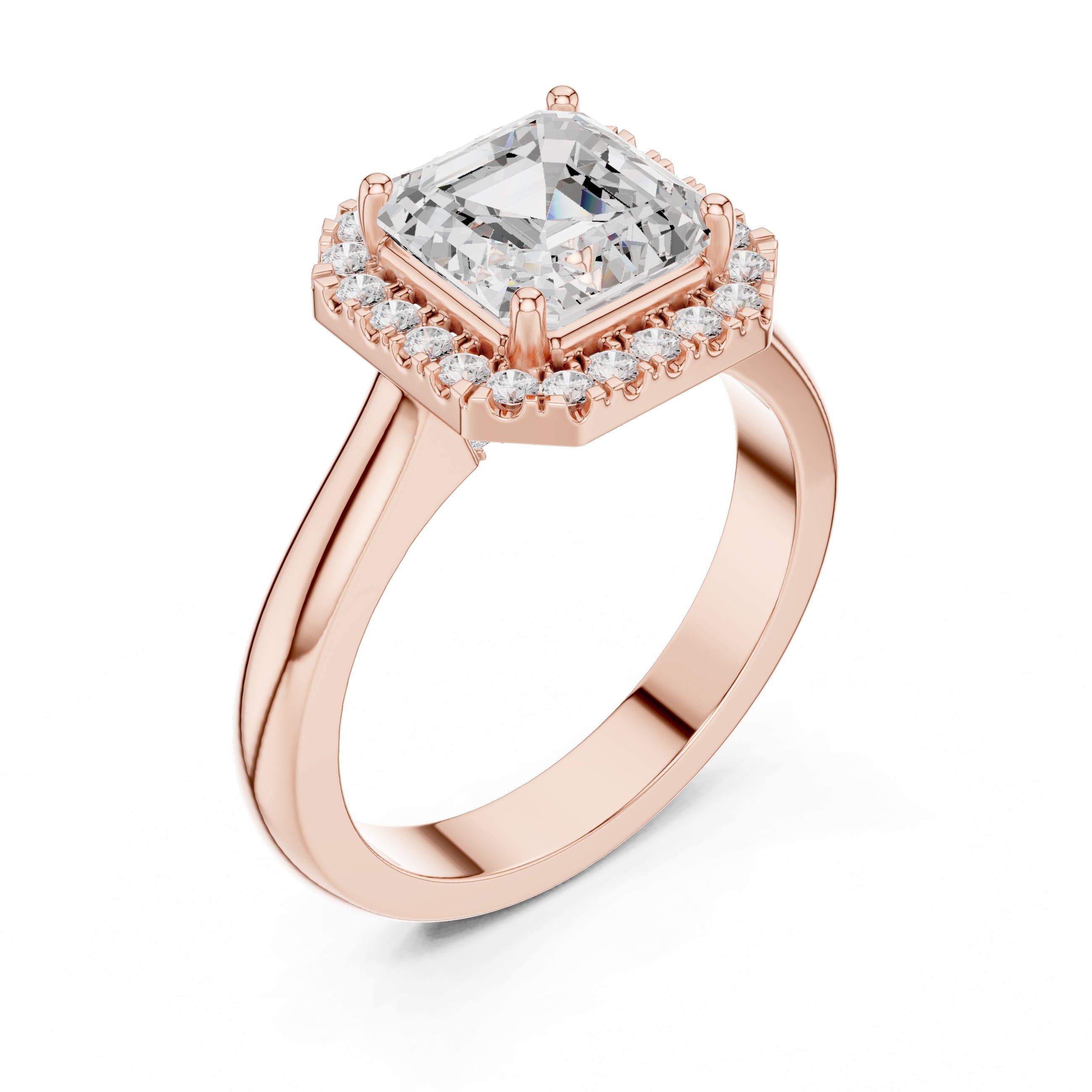 2.00 ct Lumina Halo Ring 2ct Rose Gold Asscher