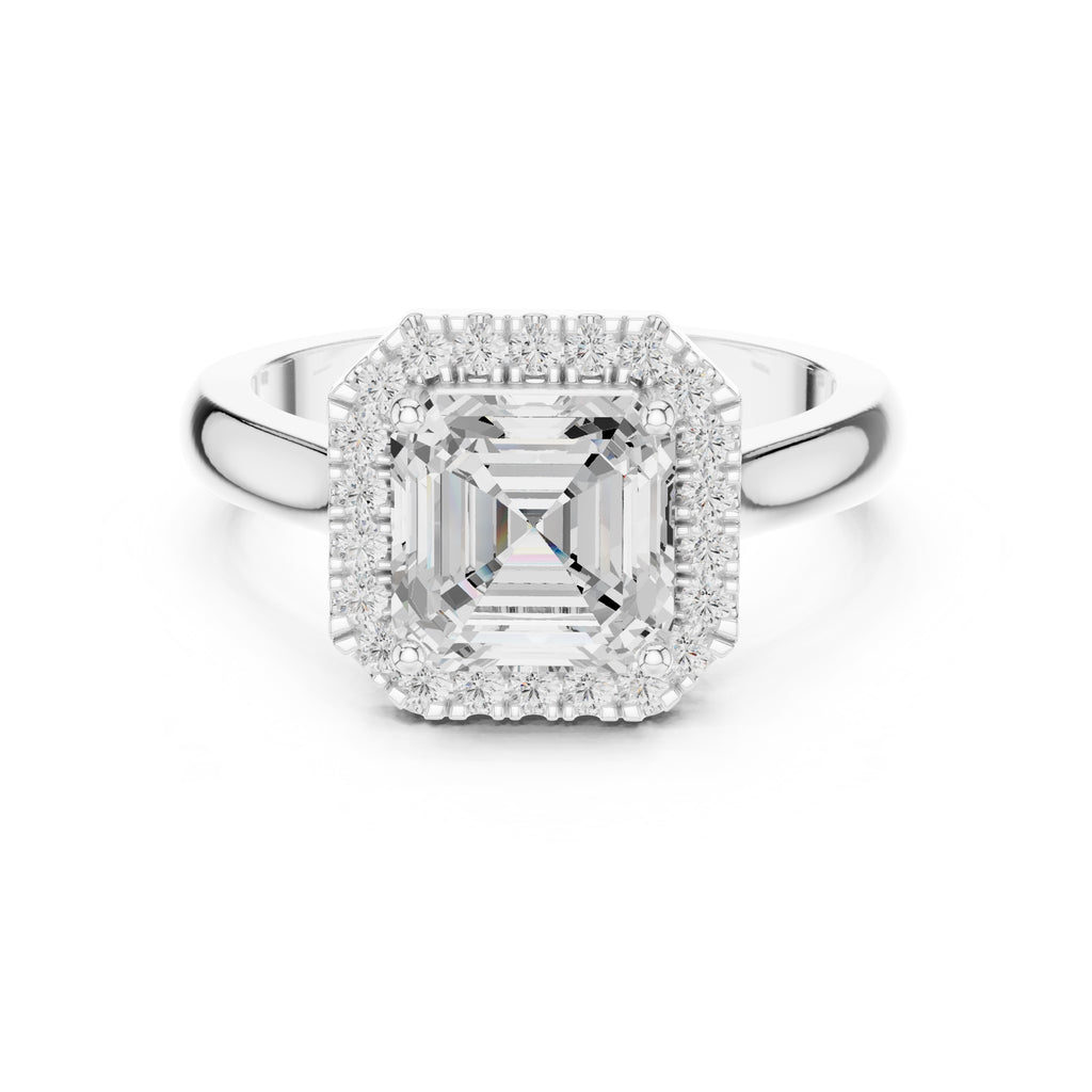 2.00 ct Lumina Halo Ring 2ct White Gold Asscher