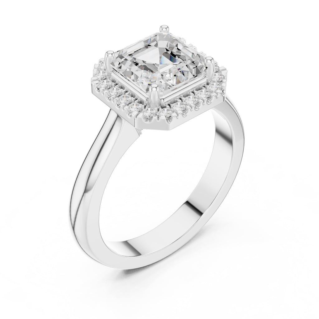 2.00 ct Lumina Halo Ring 2ct White Gold Asscher