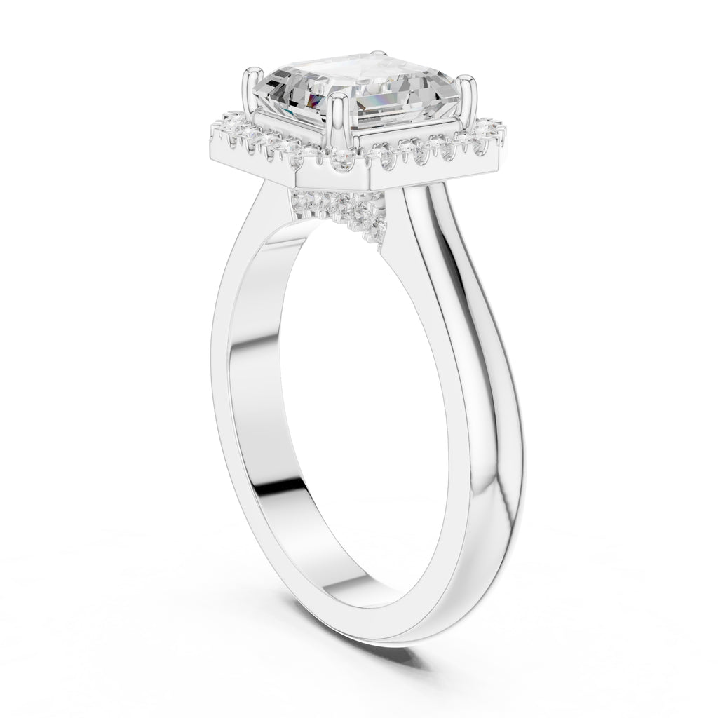 2.00 ct Lumina Halo Ring 2ct White Gold Asscher