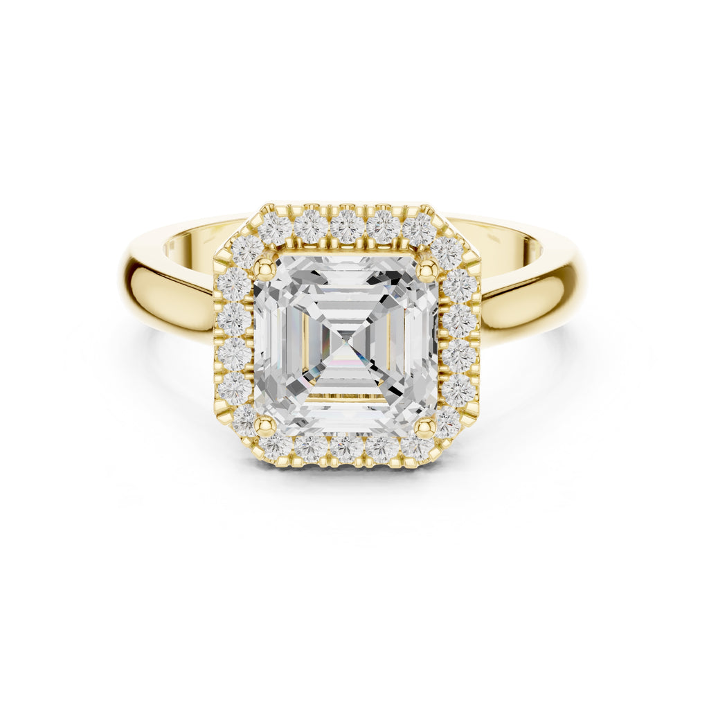 2.00 ct Lumina Halo Ring 2ct Yellow Gold Asscher