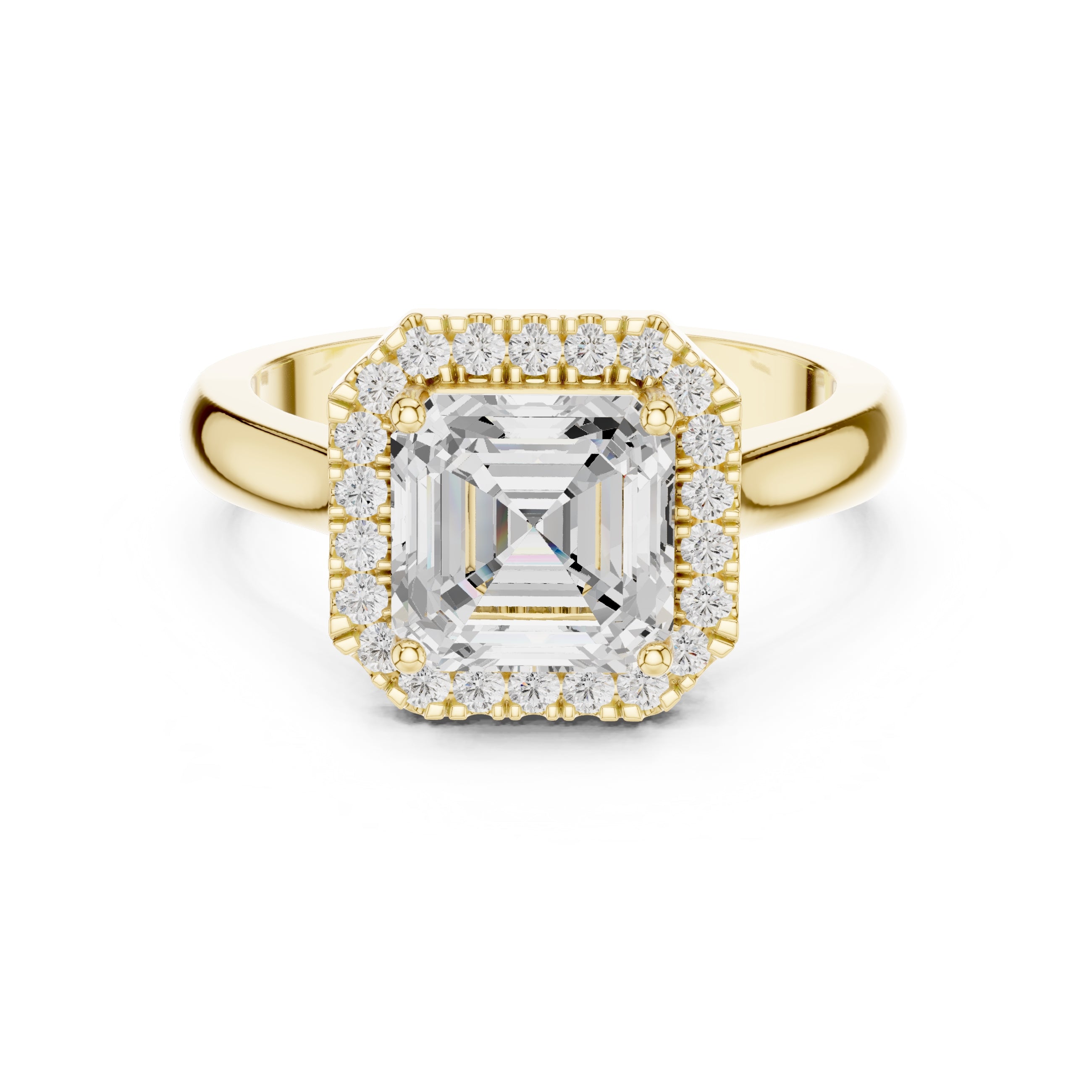 2.00 ct Lumina Halo Ring 2ct Yellow Gold Asscher