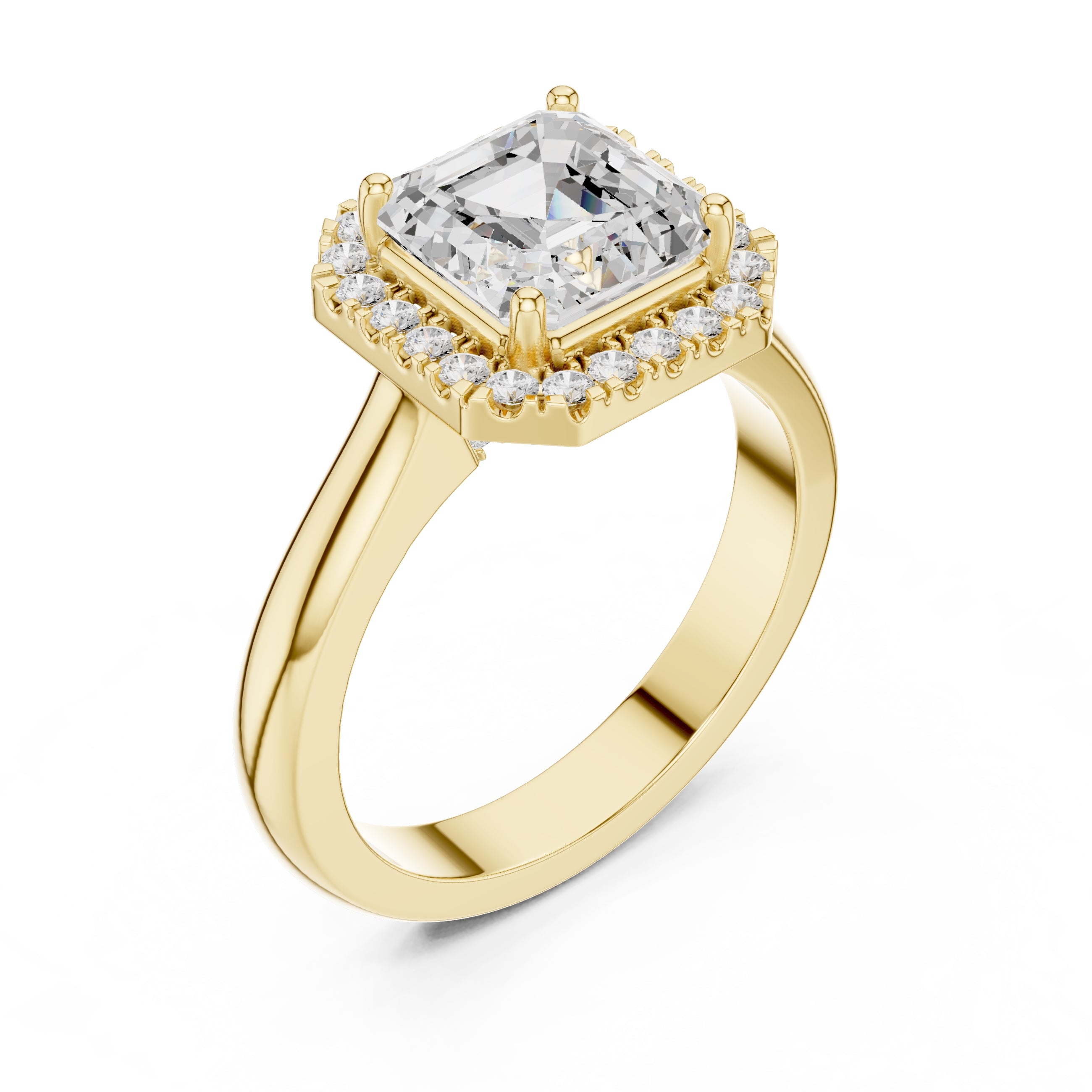 2.00 ct Lumina Halo Ring 2ct Yellow Gold Asscher