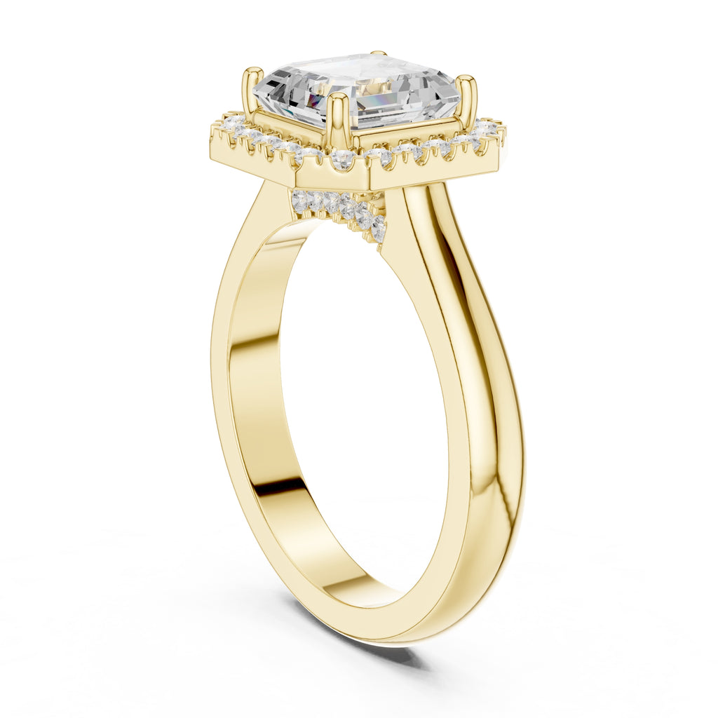 2.00 ct Lumina Halo Ring 2ct Yellow Gold Asscher