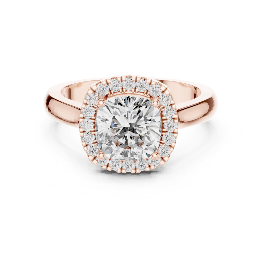 2.00 ct Lumina Halo Ring 2ct Rose Gold Cushion