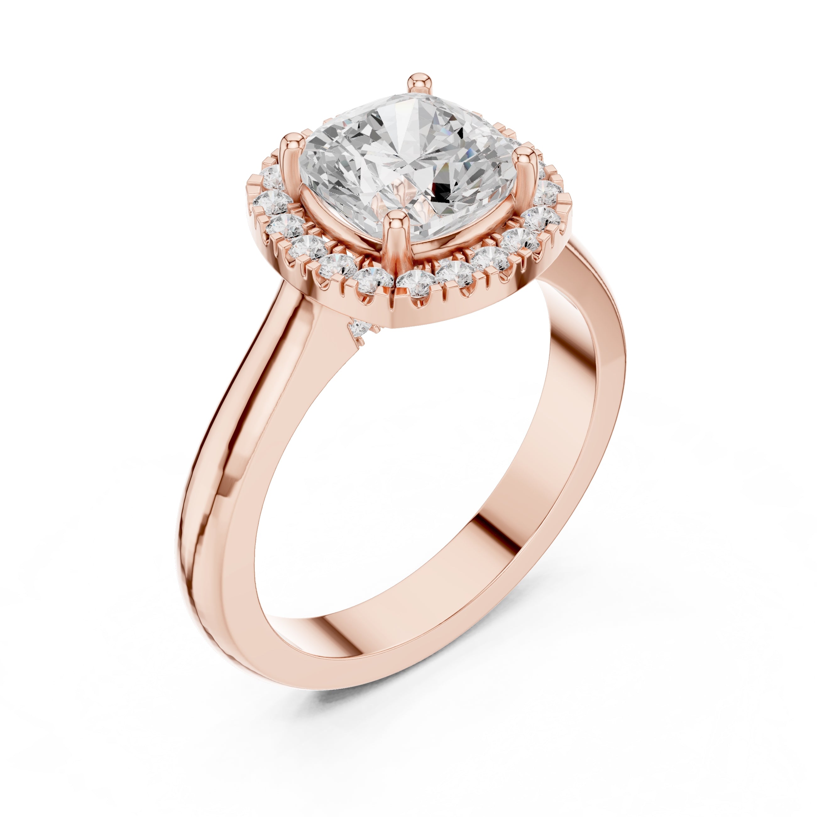 2.00 ct Lumina Halo Ring 2ct Rose Gold Cushion