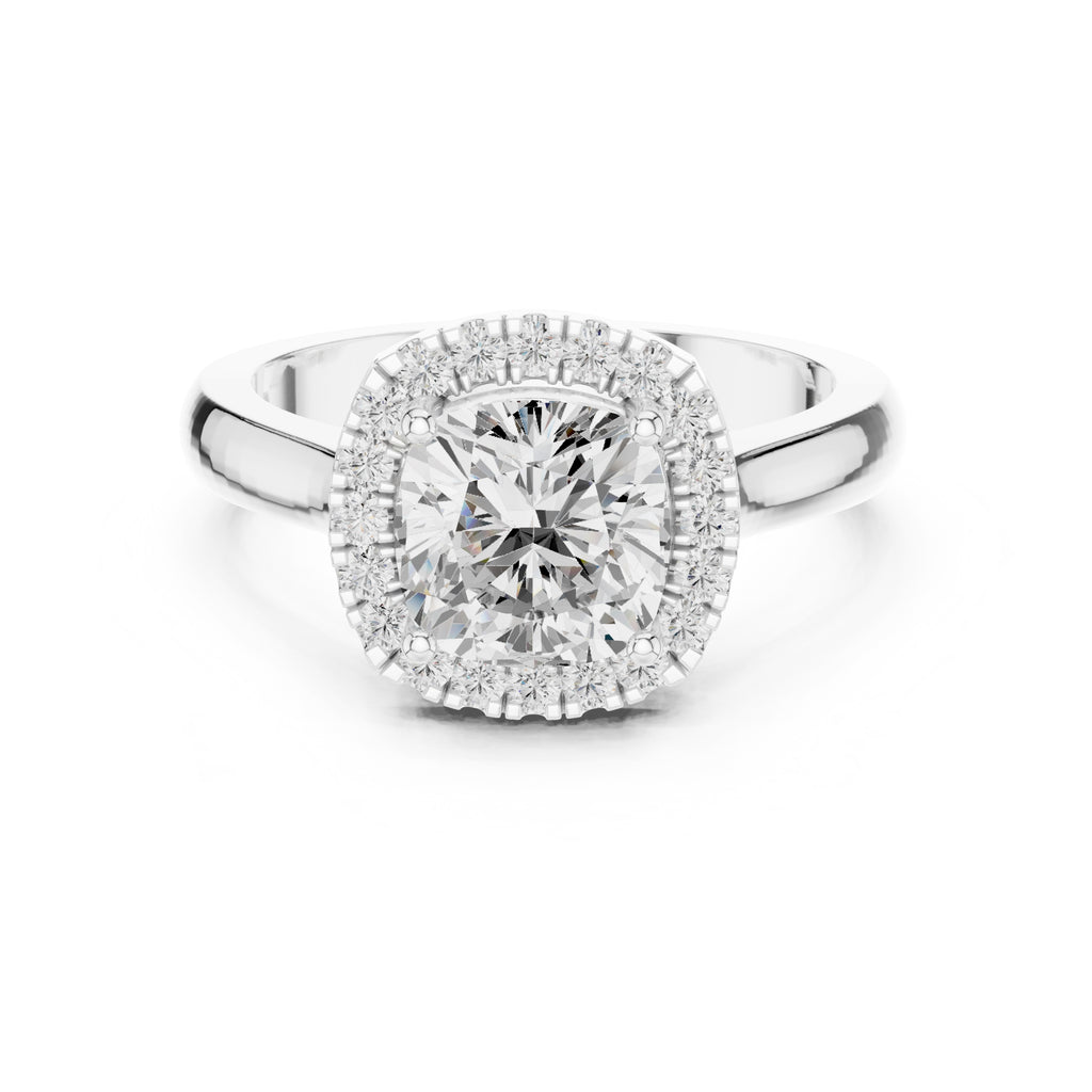 2.00 ct Lumina Halo Ring 2ct White Gold Cushion