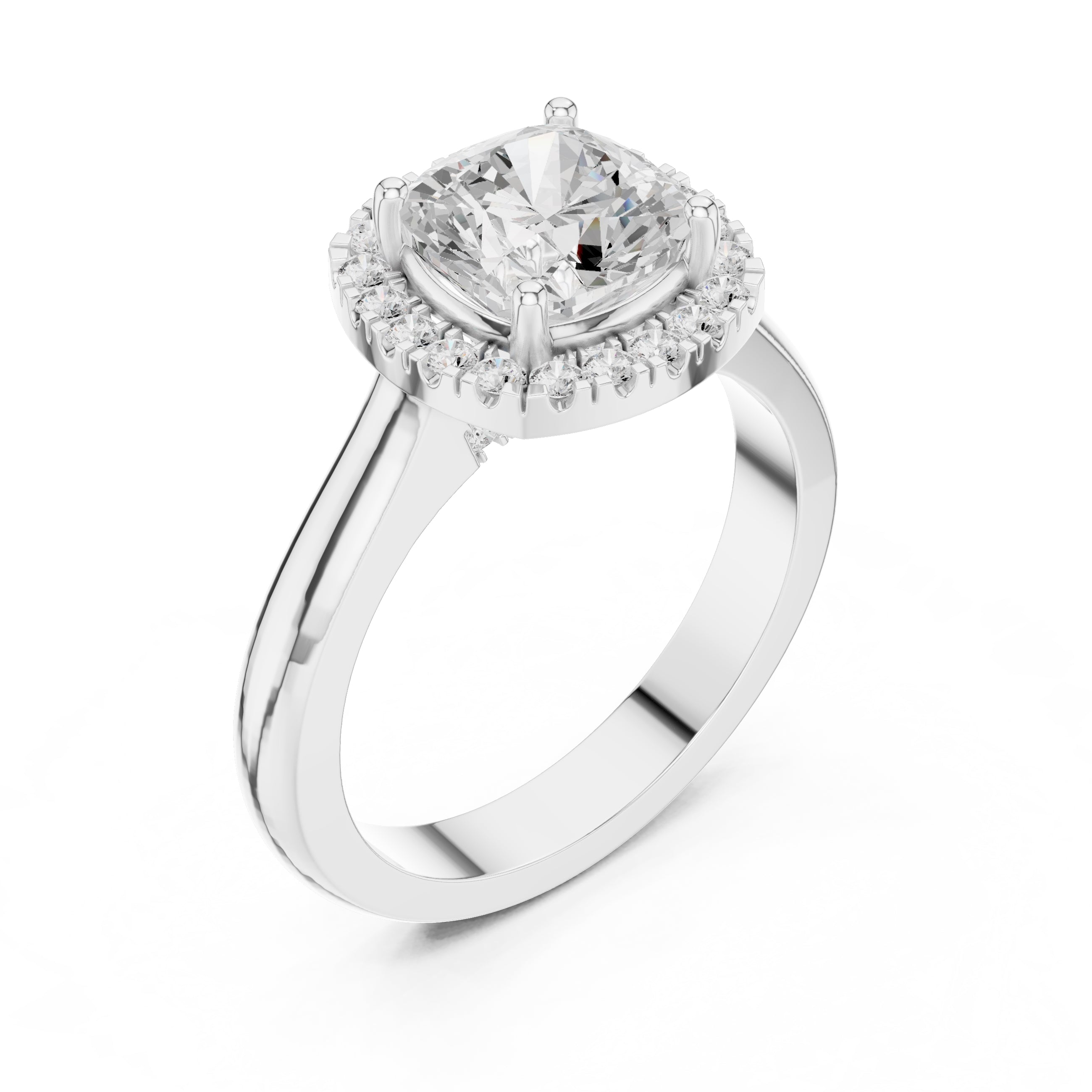 2.00 ct Lumina Halo Ring 2ct White Gold Cushion