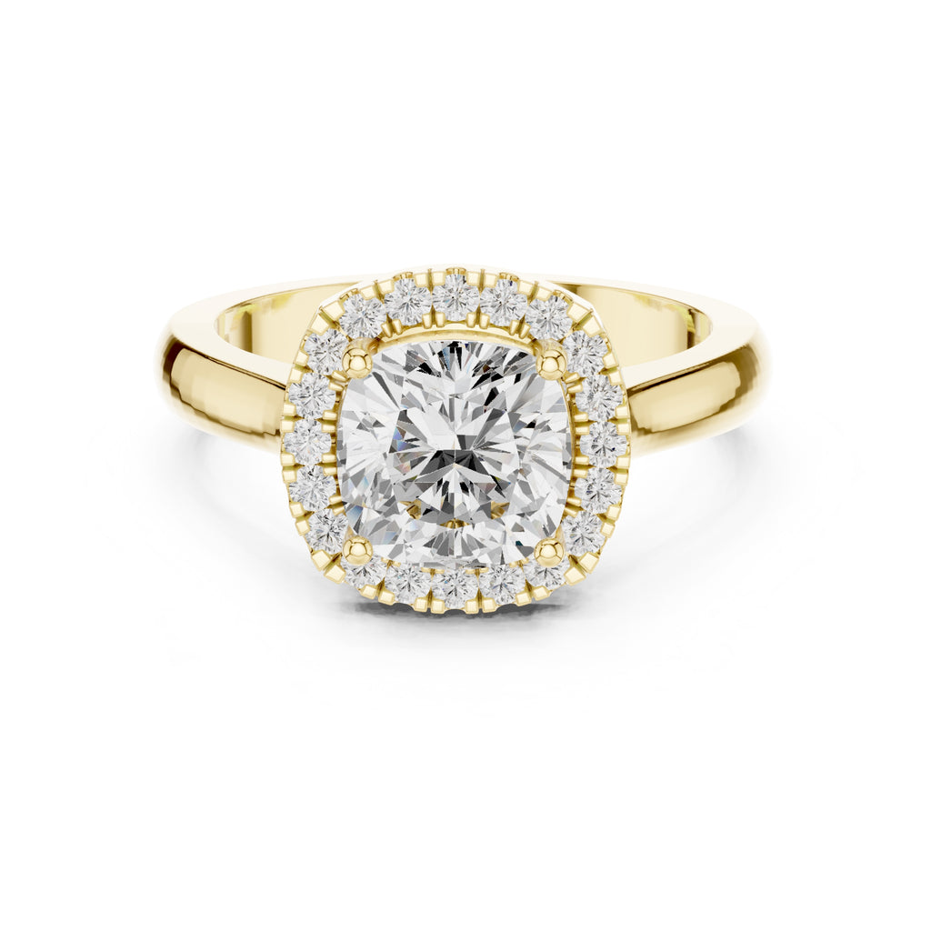 2.00 ct Lumina Halo Ring 2ct Yellow Gold Cushion
