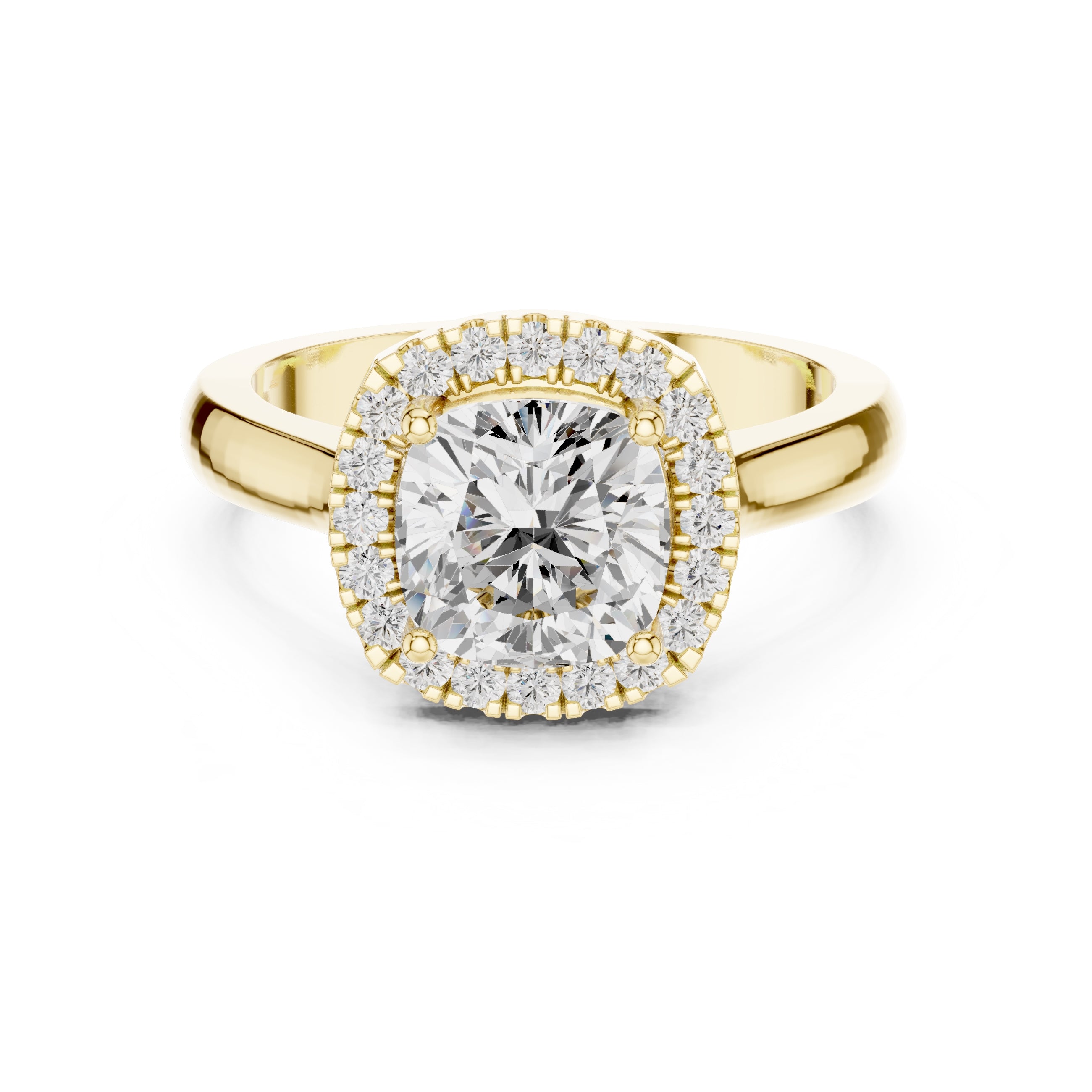 2.00 ct Lumina Halo Ring 2ct Yellow Gold Cushion