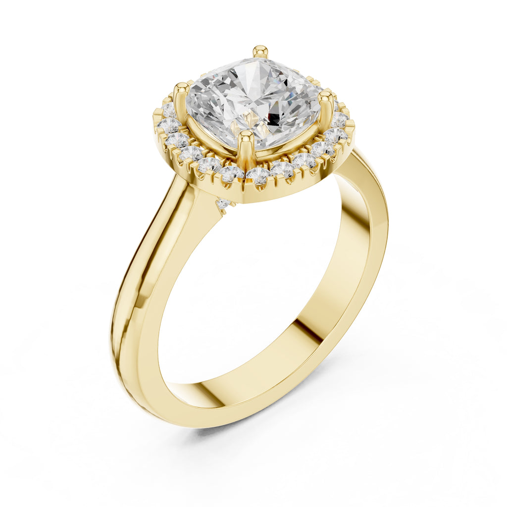 2.00 ct Lumina Halo Ring 2ct Yellow Gold Cushion