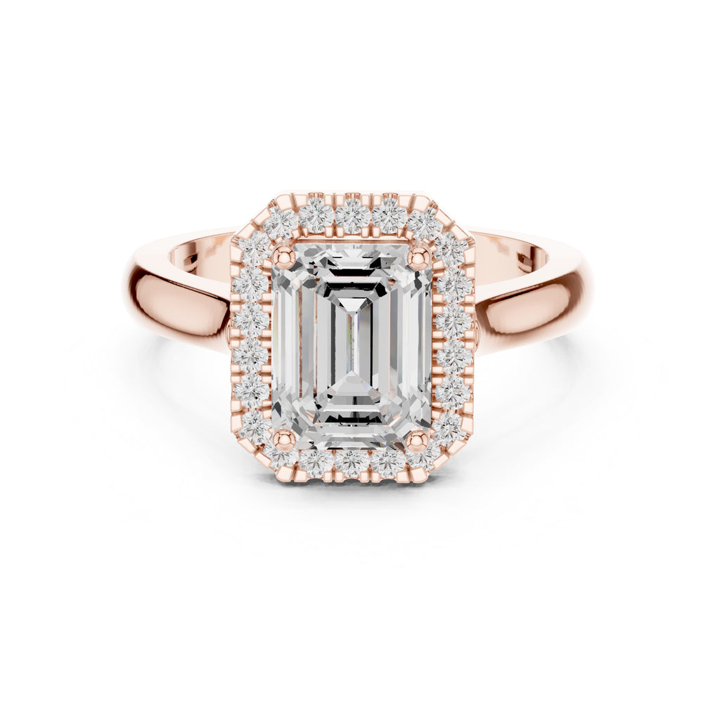 2.00 ct Lumina Halo Ring 2ct Rose Gold Emerald