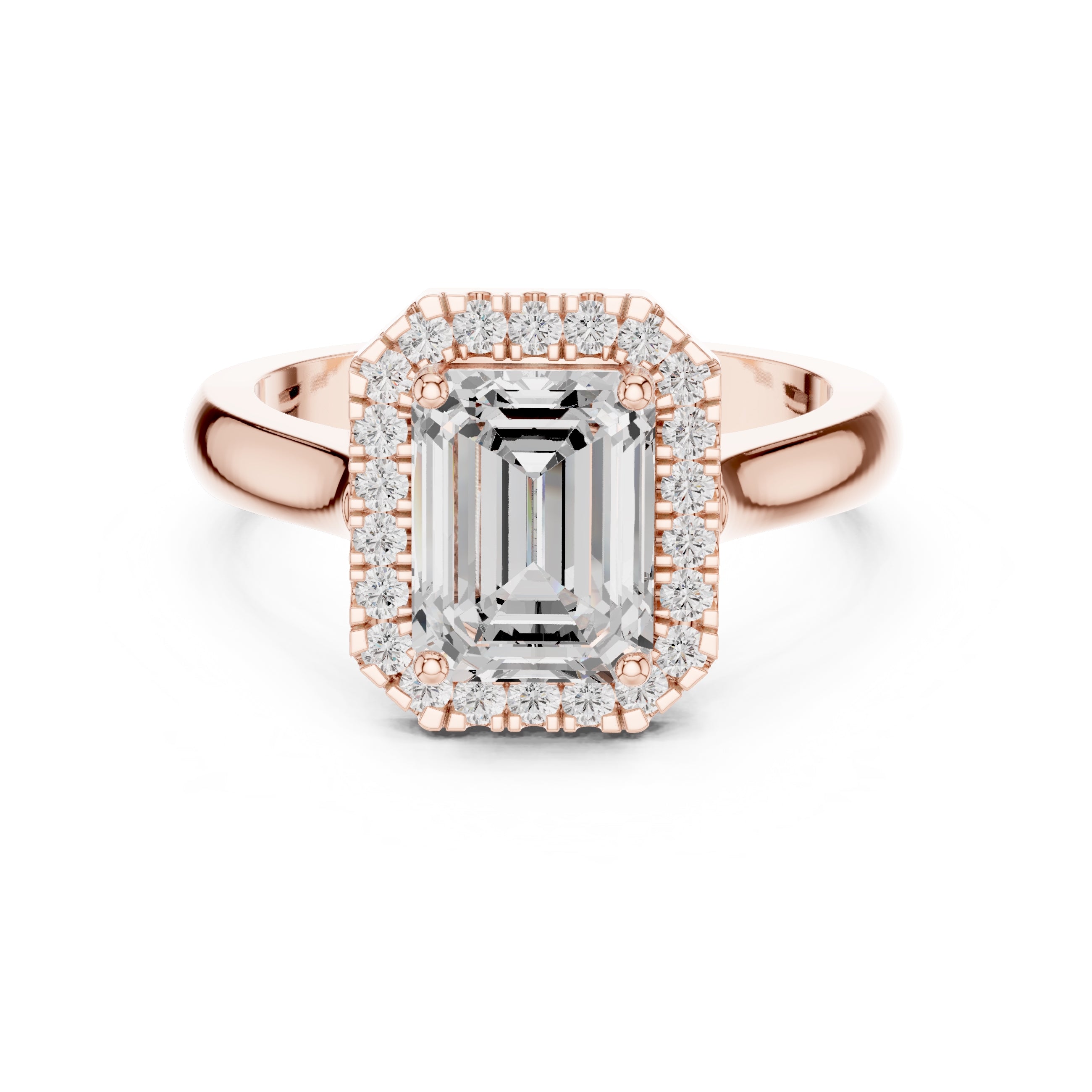 2.00 ct Lumina Halo Ring 2ct Rose Gold Emerald
