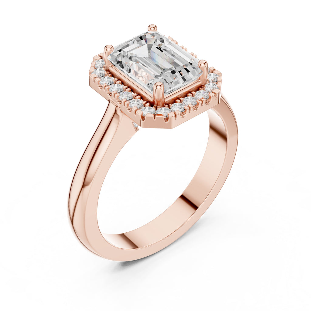 2.00 ct Lumina Halo Ring 2ct Rose Gold Emerald