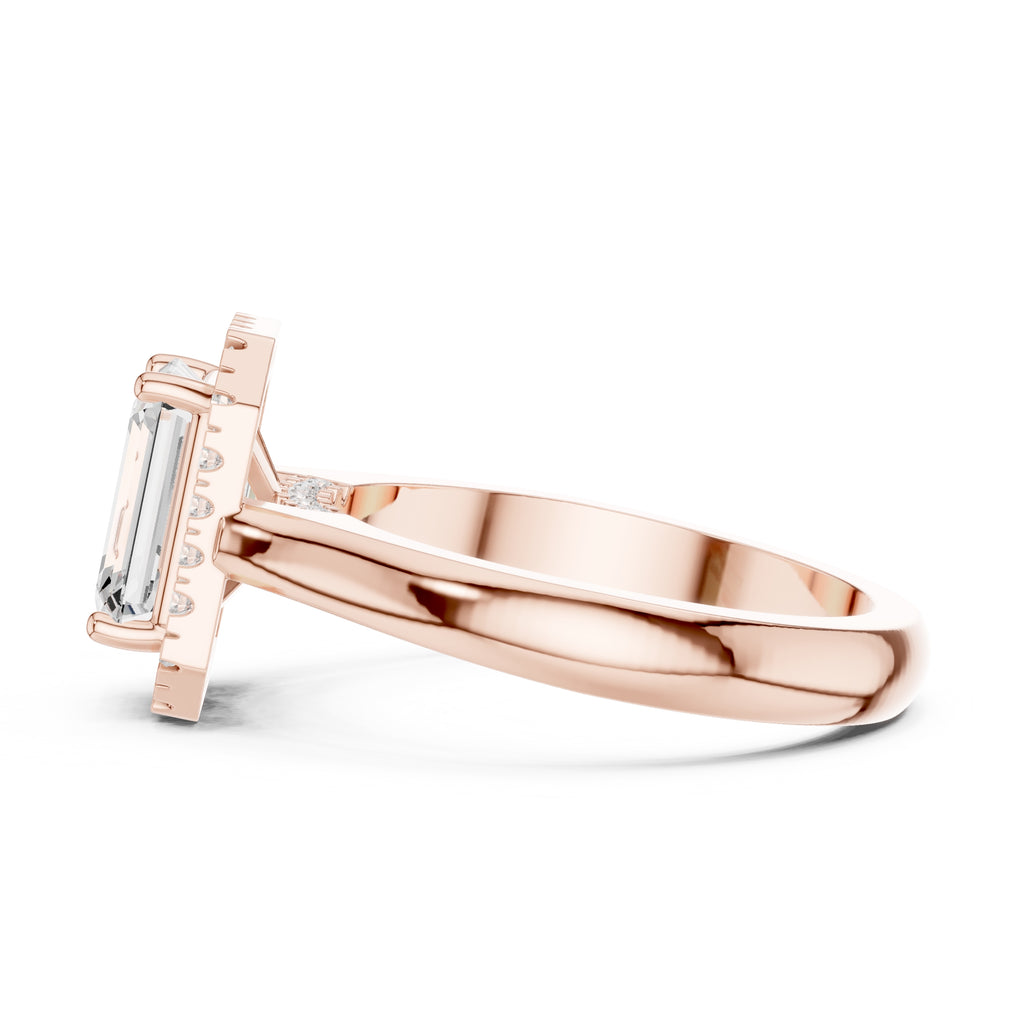 2.00 ct Lumina Halo Ring 2ct Rose Gold Emerald