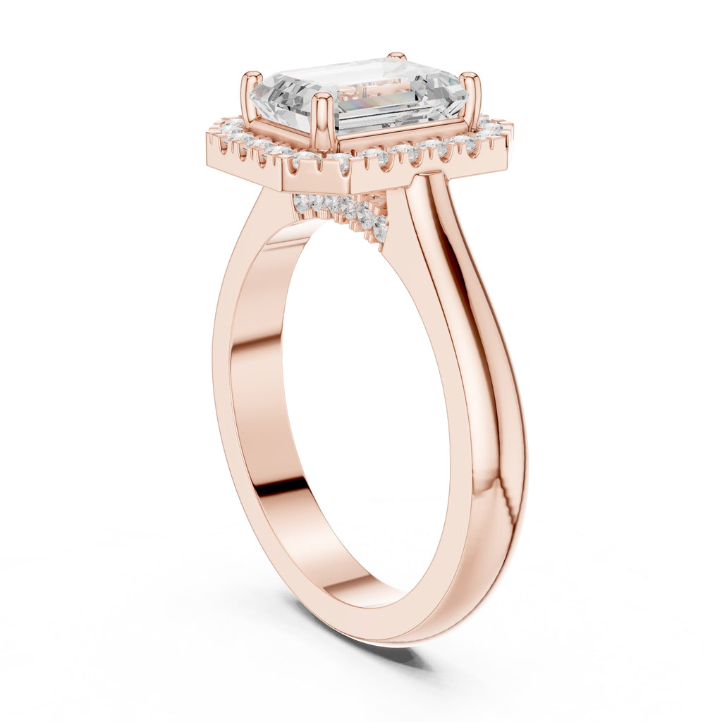 2.00 ct Lumina Halo Ring 2ct Rose Gold Emerald