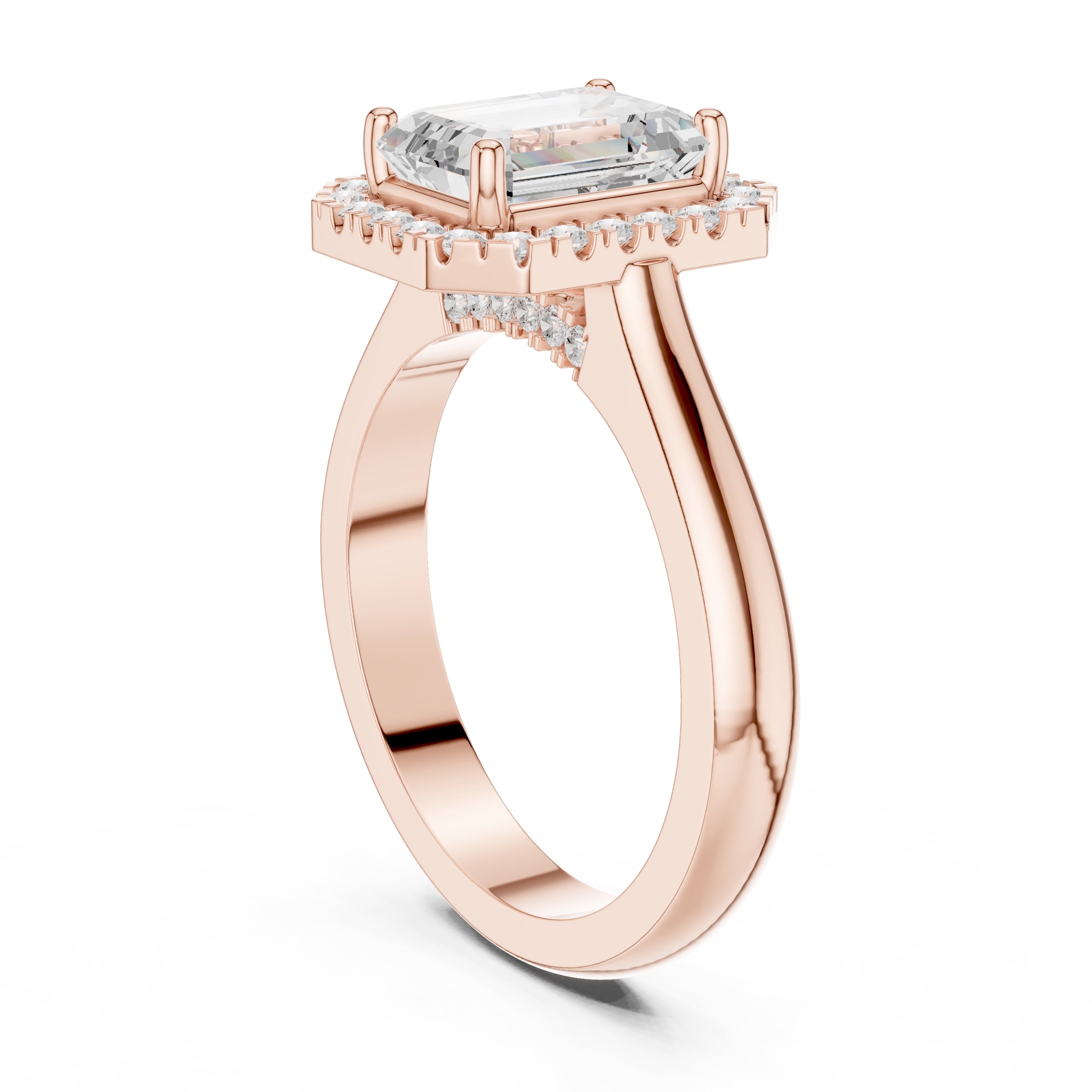 2.00 ct Lumina Halo Ring 2ct Rose Gold Emerald
