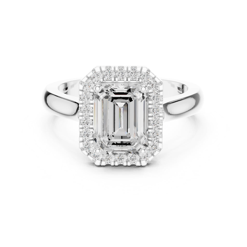 2.00 ct Lumina Halo Ring 2ct White Gold Emerald