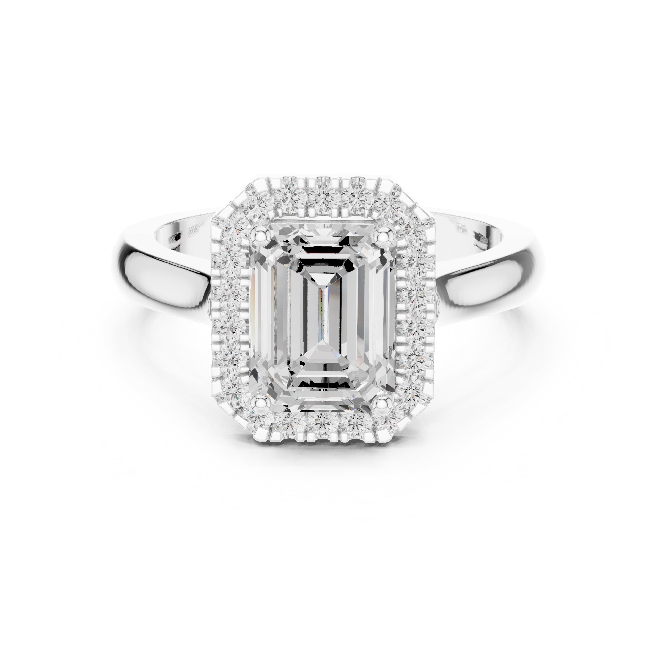 2.00 ct Lumina Halo Ring 2ct White Gold Emerald