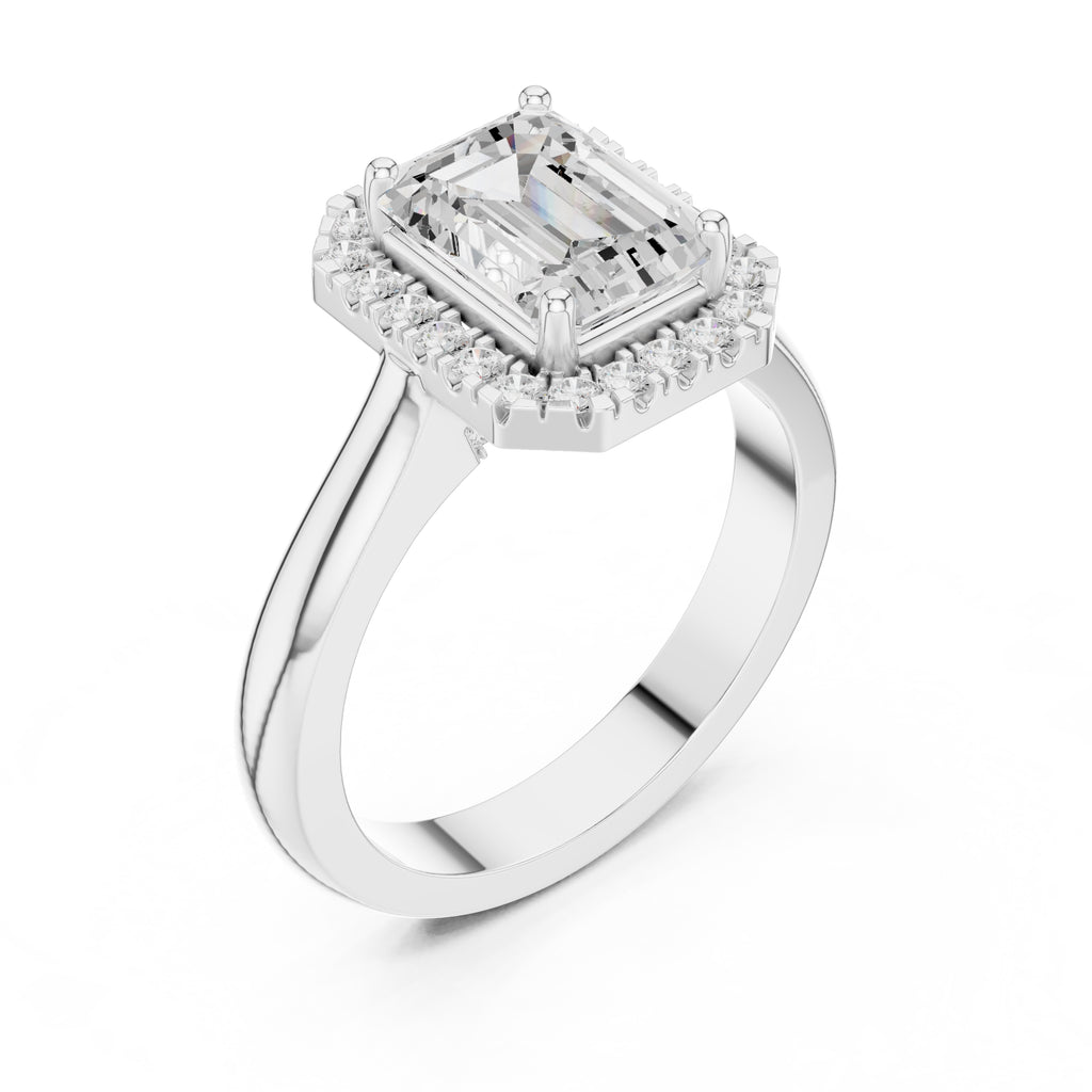 2.00 ct Lumina Halo Ring 2ct White Gold Emerald